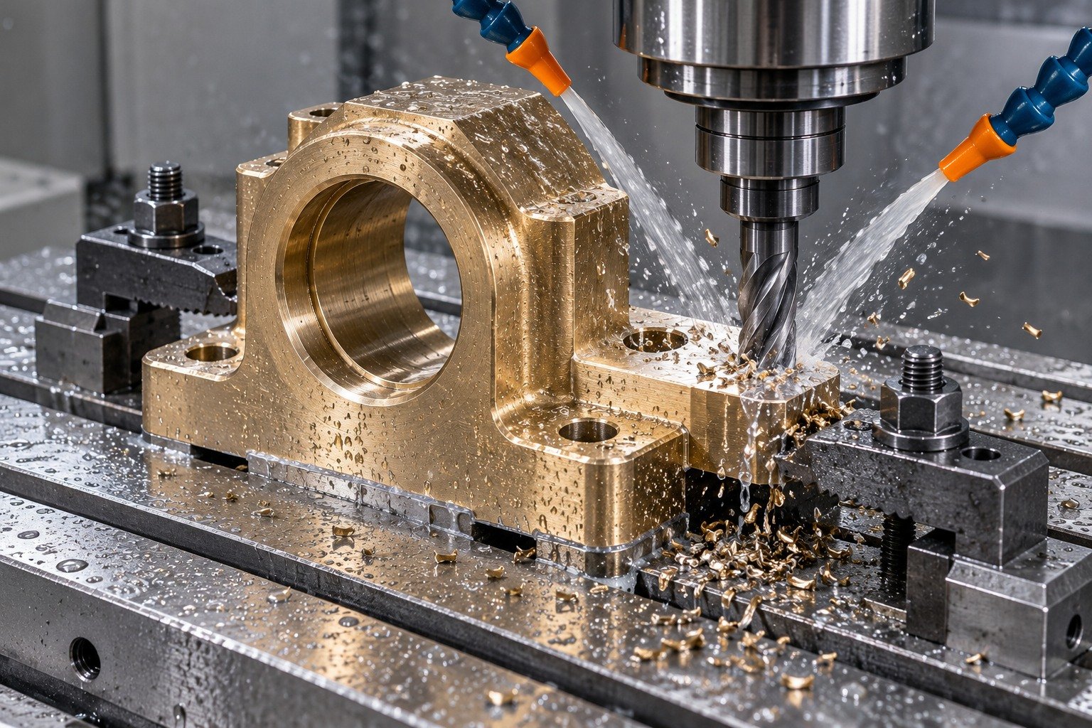 Milling bronze mounting geometry concept — illustrative generated component concept