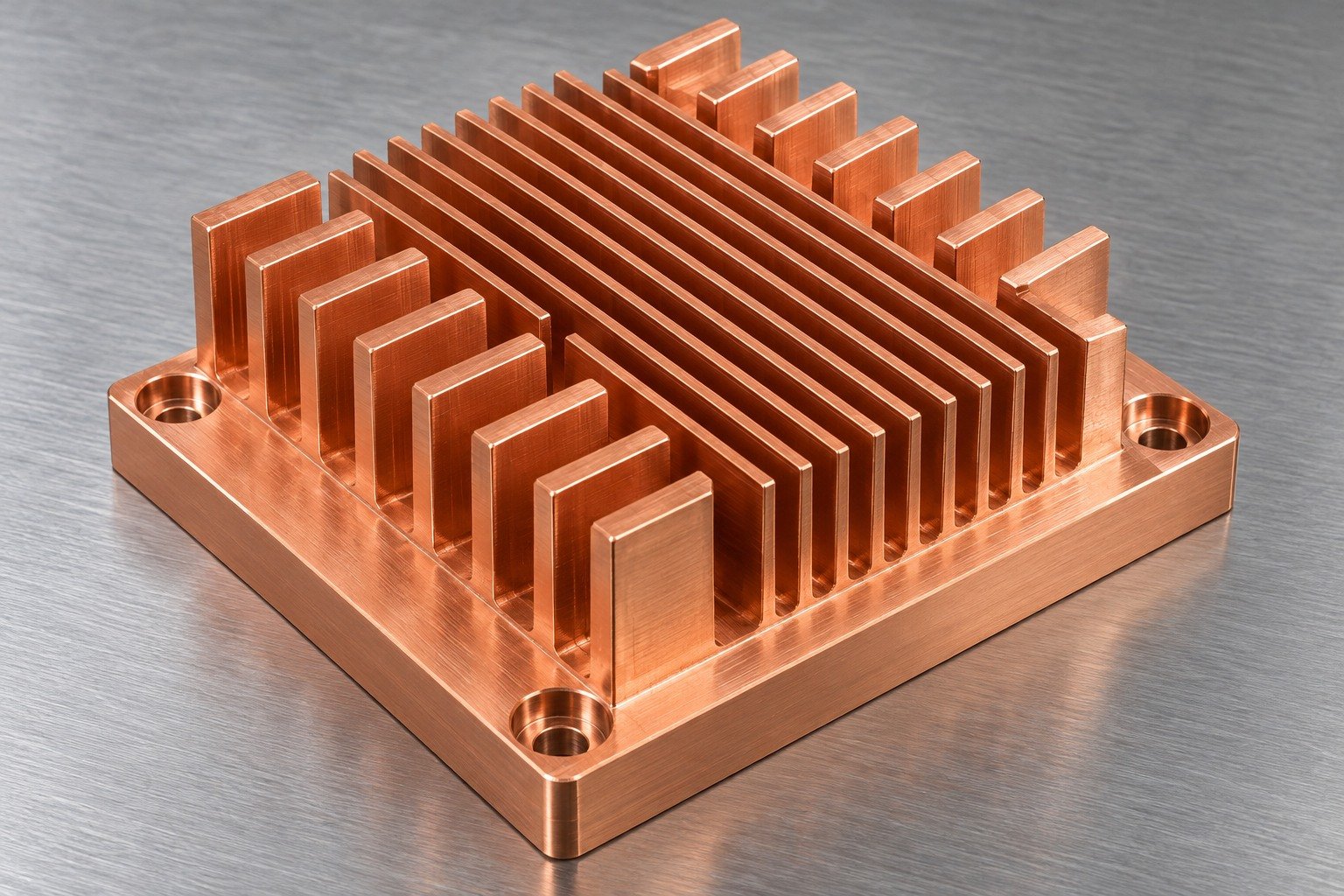 C110 copper reference finned heat spreader component — illustrative generated component concept