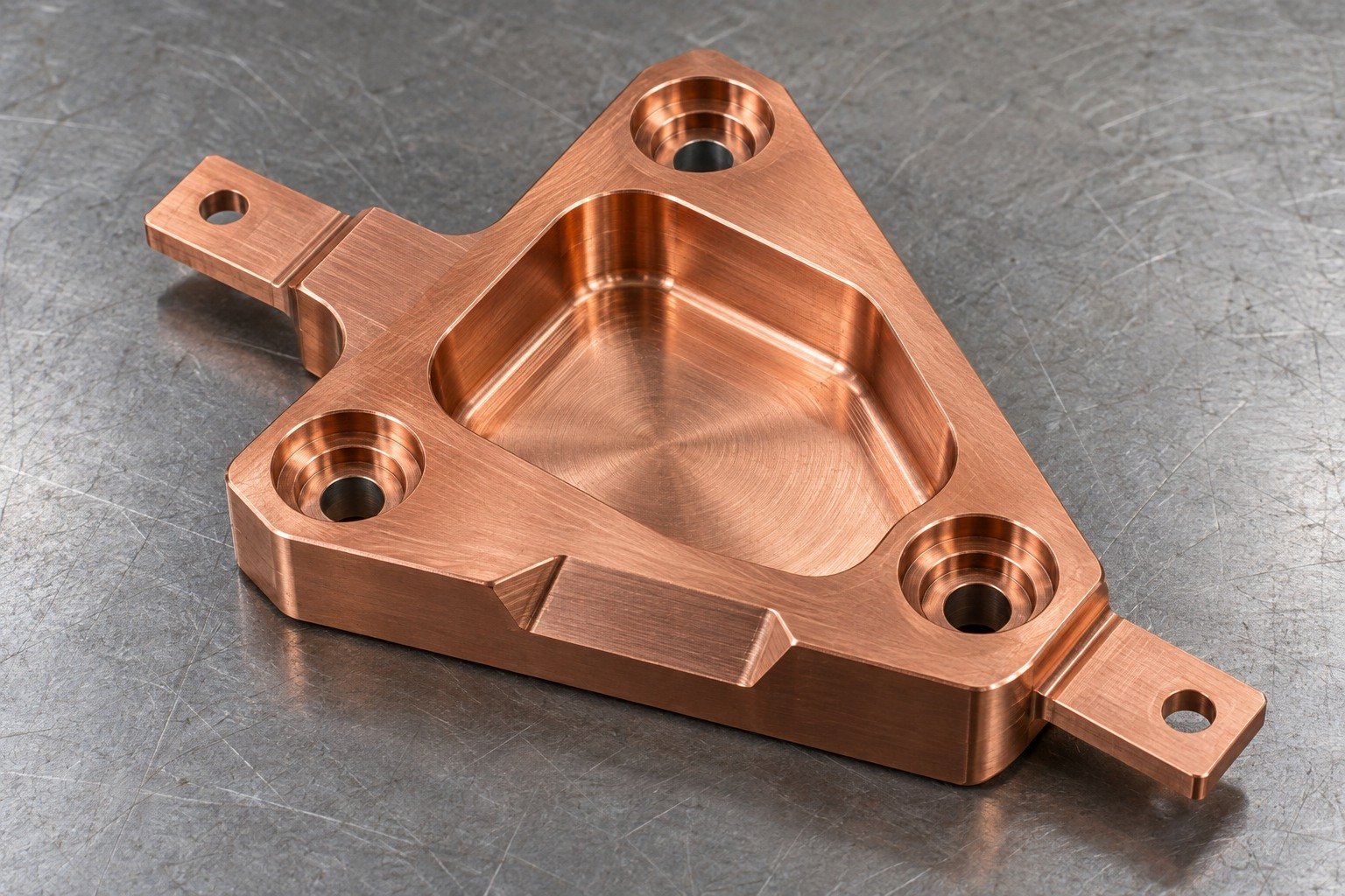 Illustrative copper triangular current collector with offset connection tabs