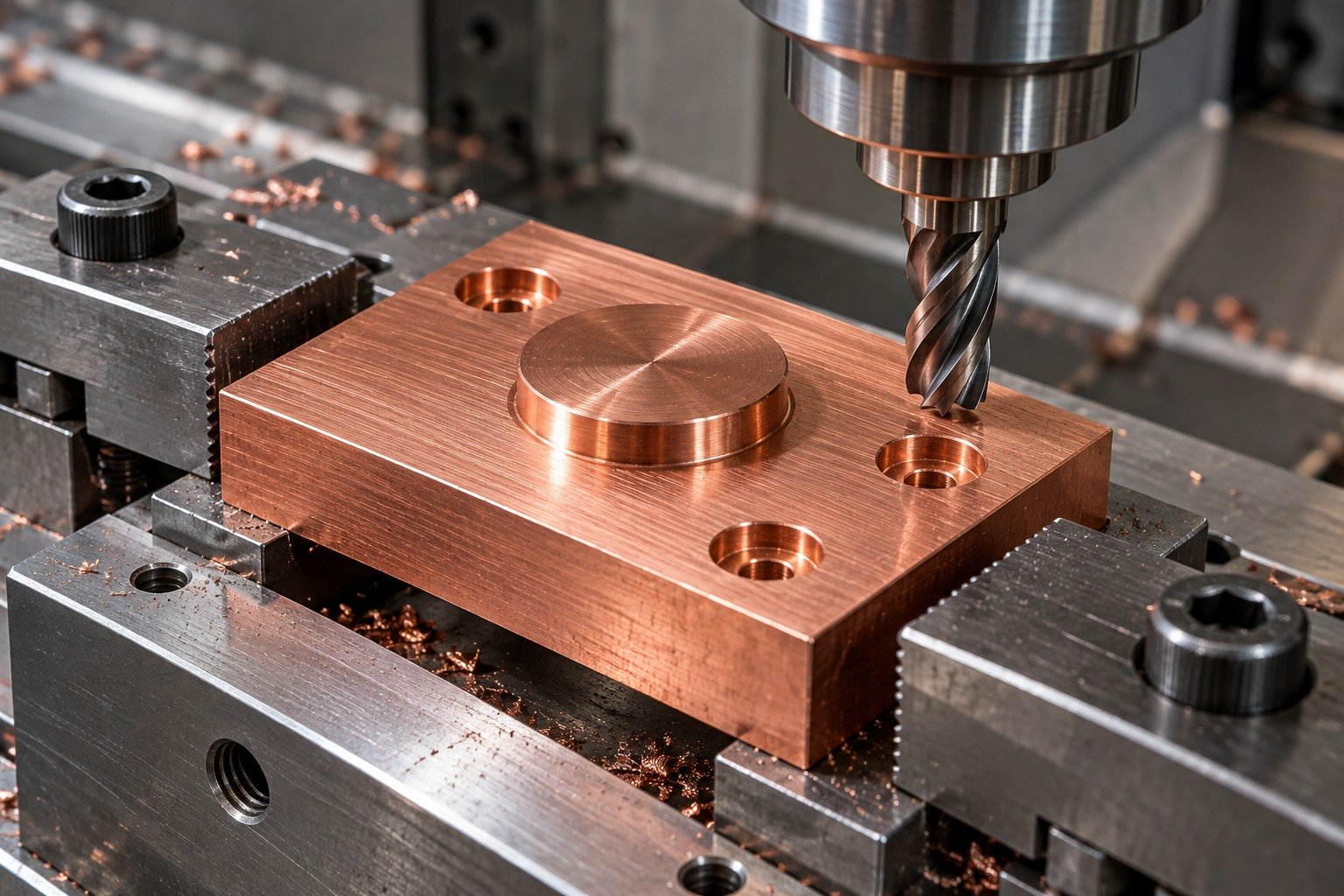 Clean copper contact-pad working surface — illustrative generated component concept