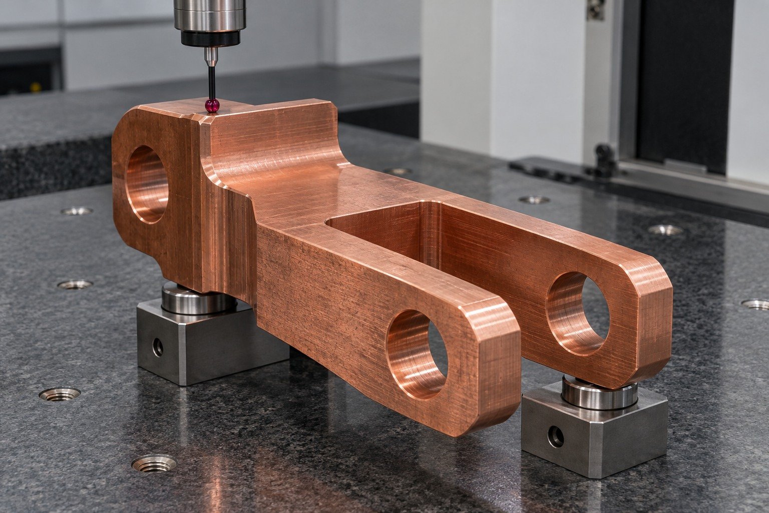 First-sample inspection of a tellurium copper contact shoe — illustrative generated component concept