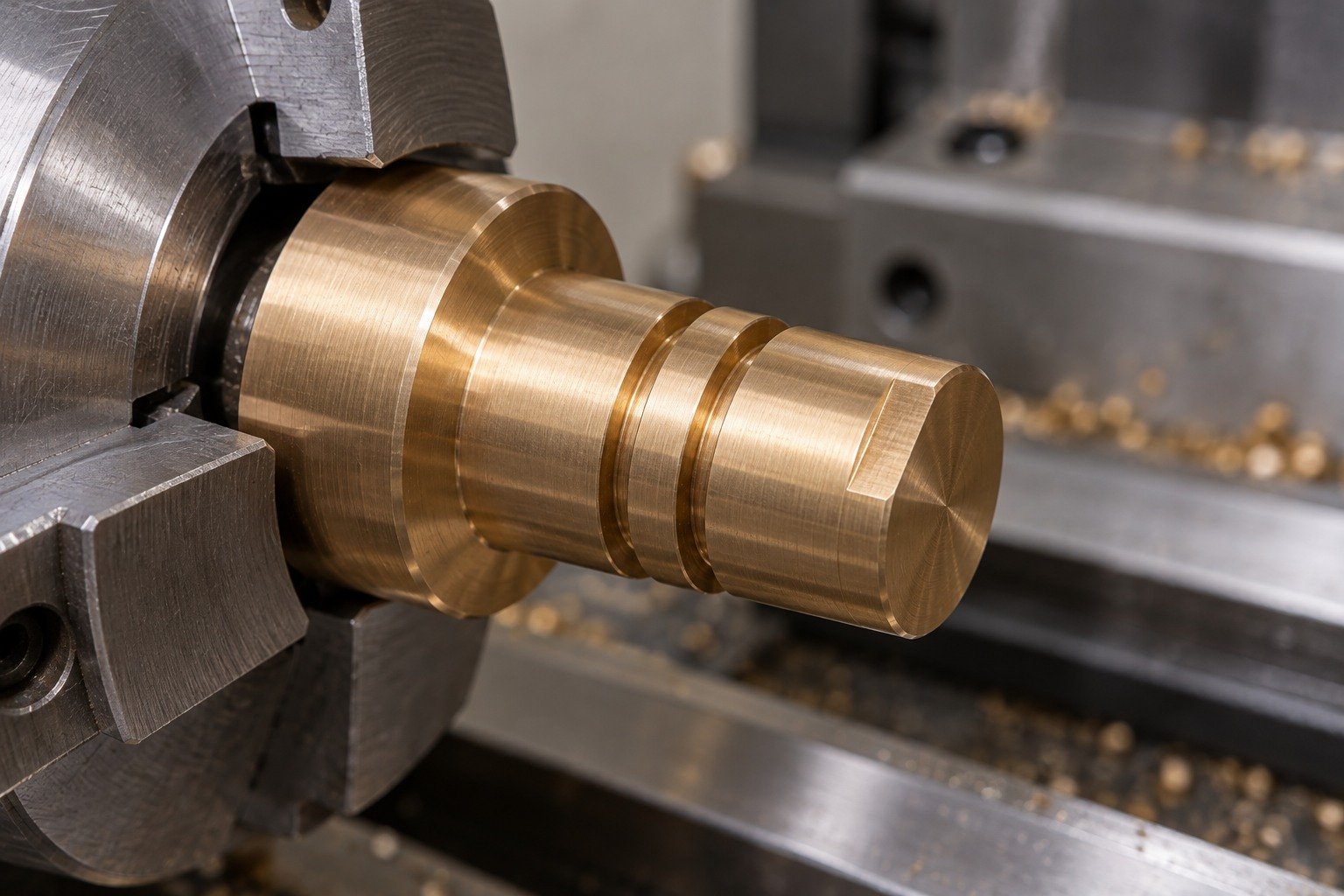 As-machined copper-alloy stepped contact — illustrative generated component concept