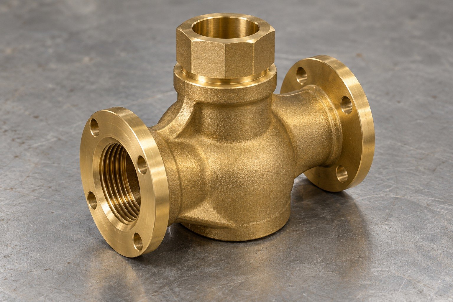 C37700 forged-style valve body concept — illustrative generated component concept