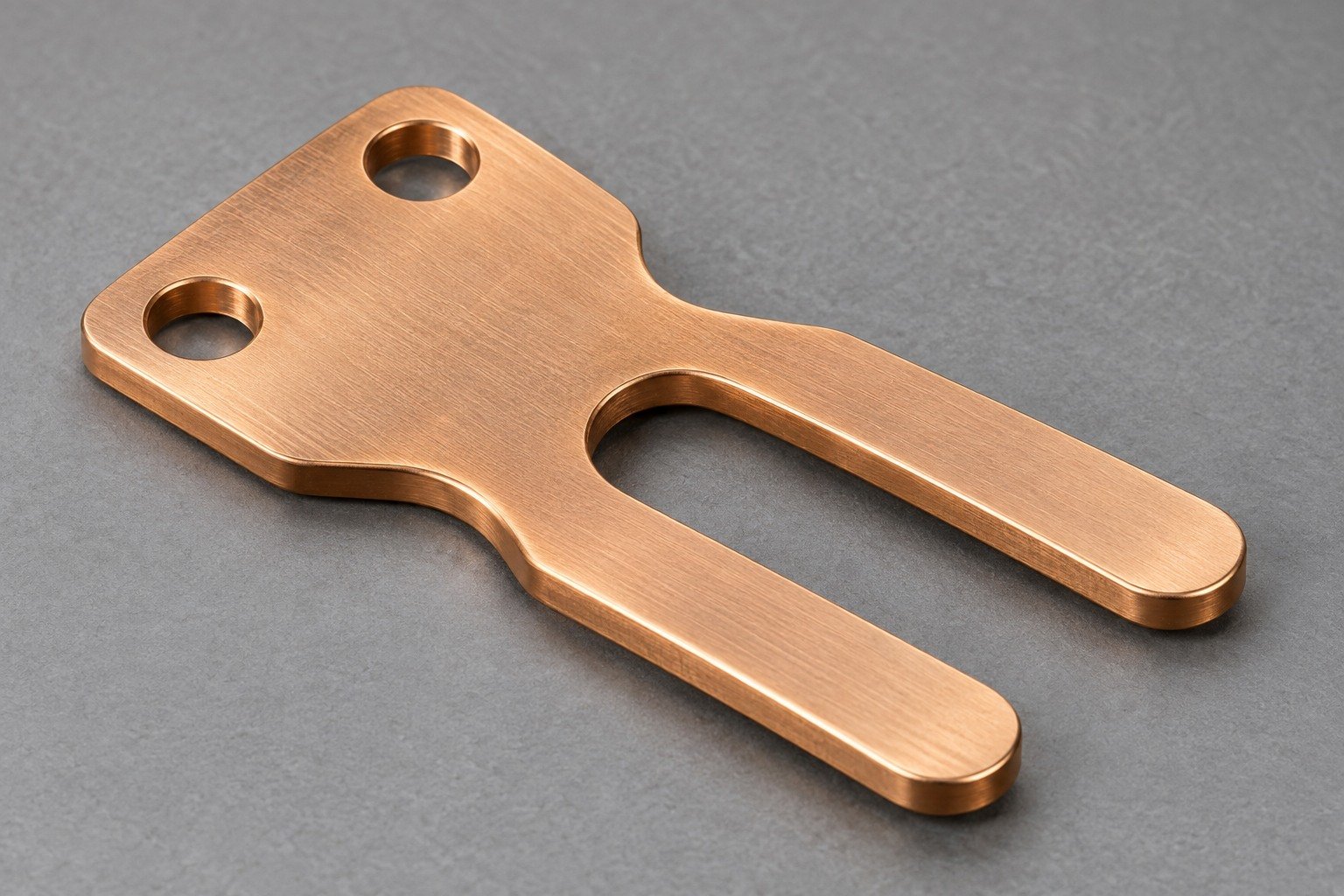 Bronze contact finger and mounting-hole edges — illustrative generated component concept