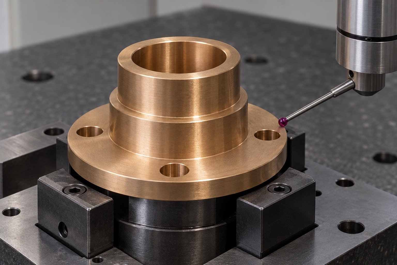 Final bronze sleeve flange inspection — illustrative generated component concept