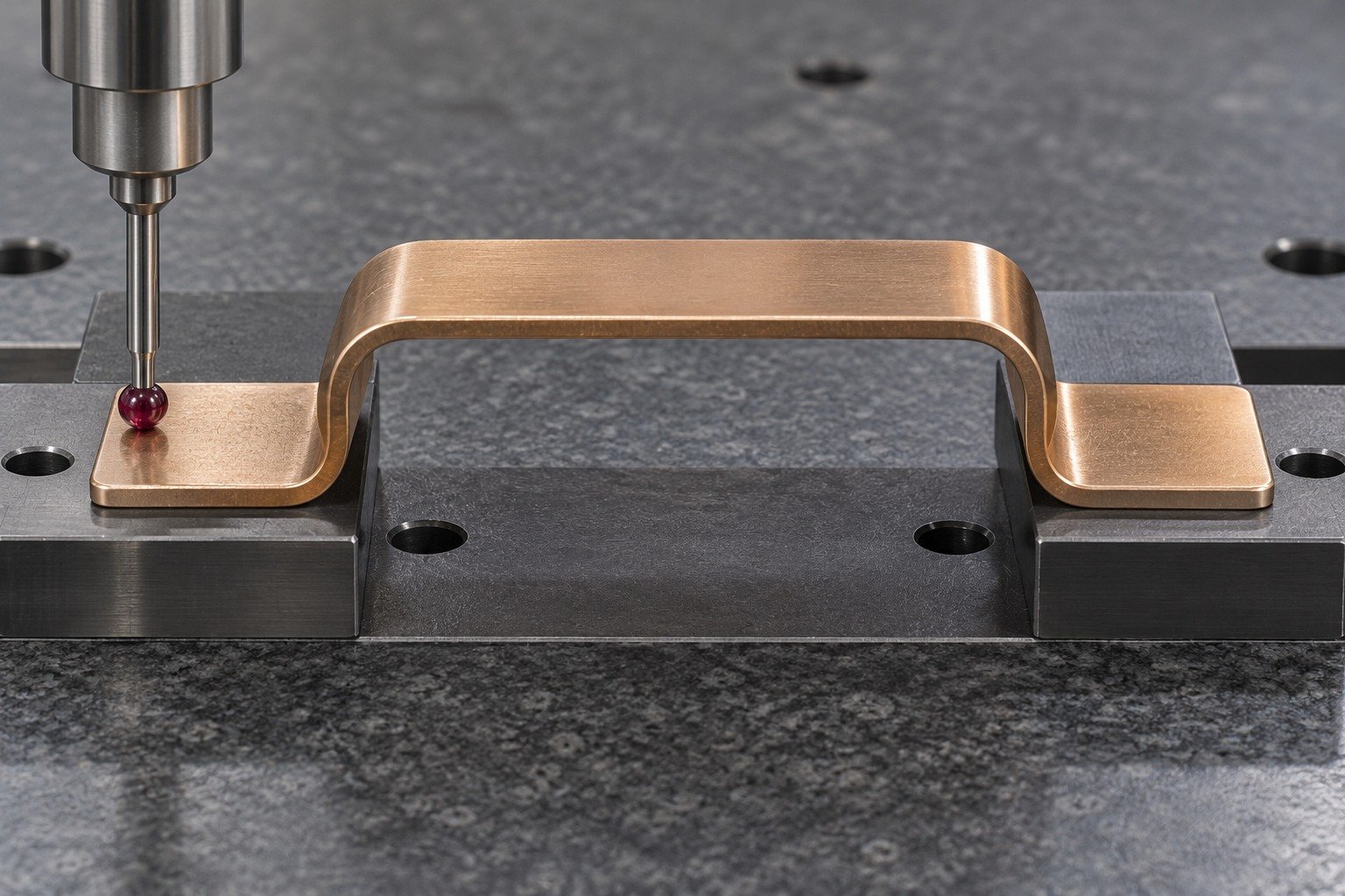 Supported measurement of bronze blade mounting datum — illustrative generated component concept