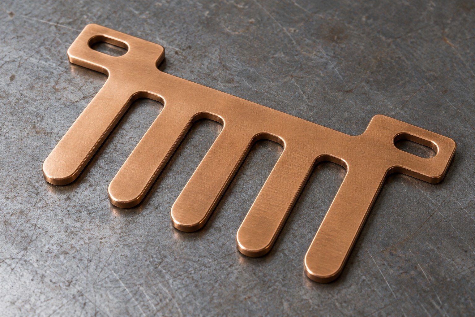 Clean bronze contact-comb edge concept — illustrative generated component concept