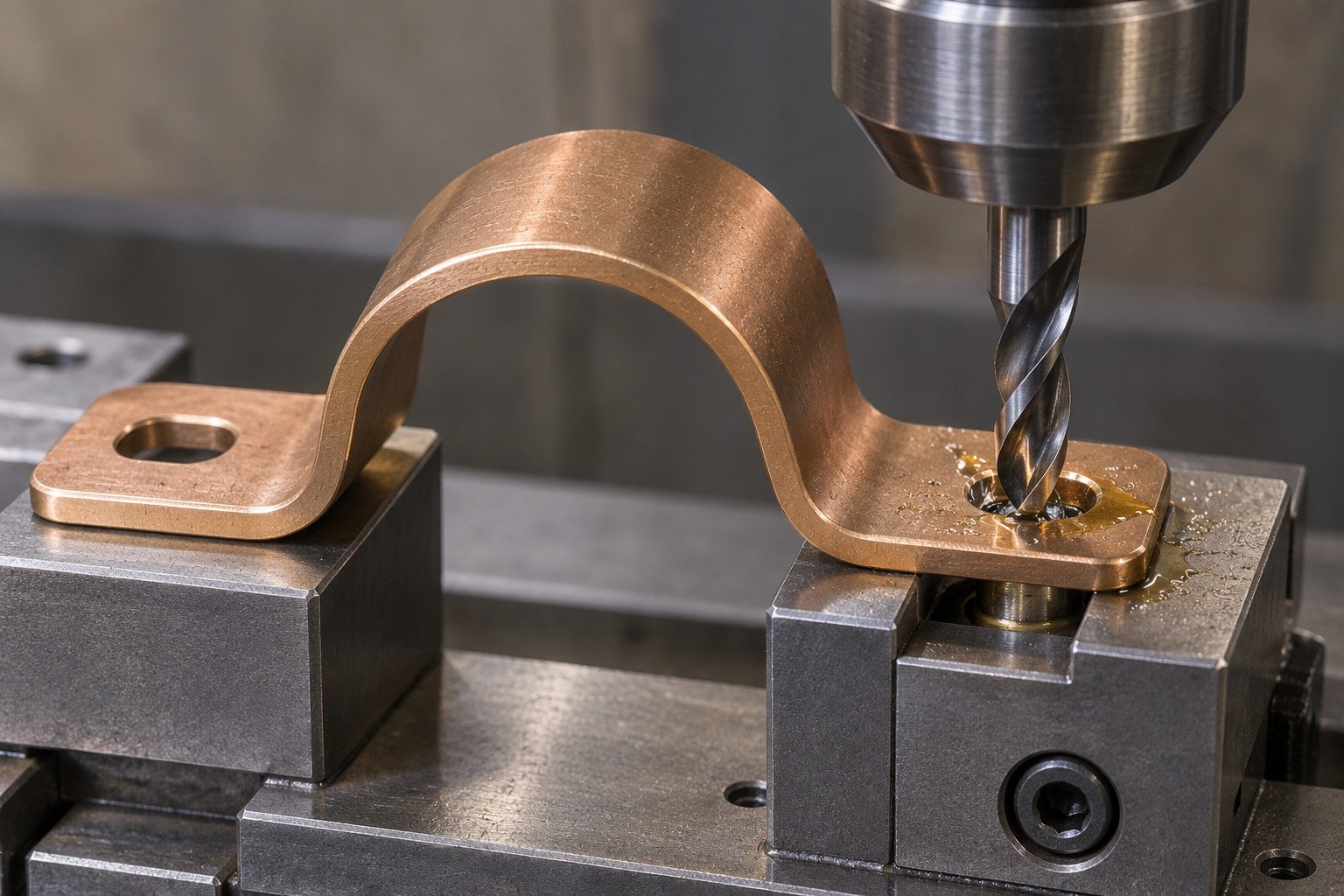 Supported mounting-feature machining of omega retainer clip — illustrative generated component concept