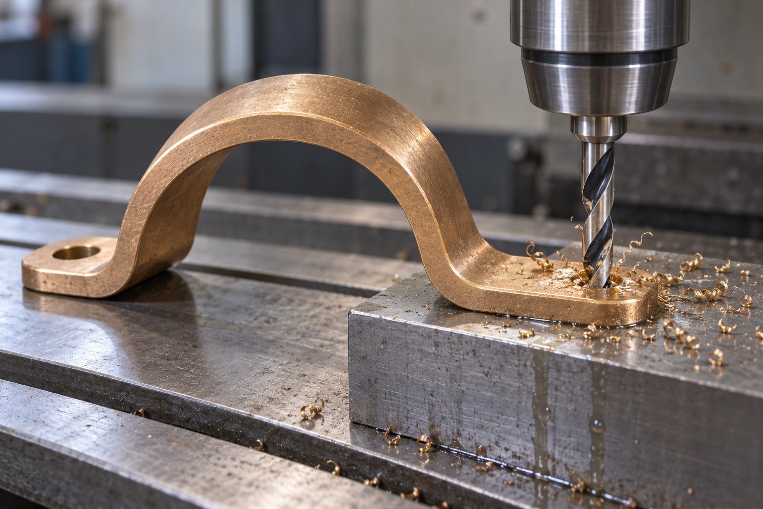 Drilling supported bronze retainer mounting wing — illustrative generated component concept