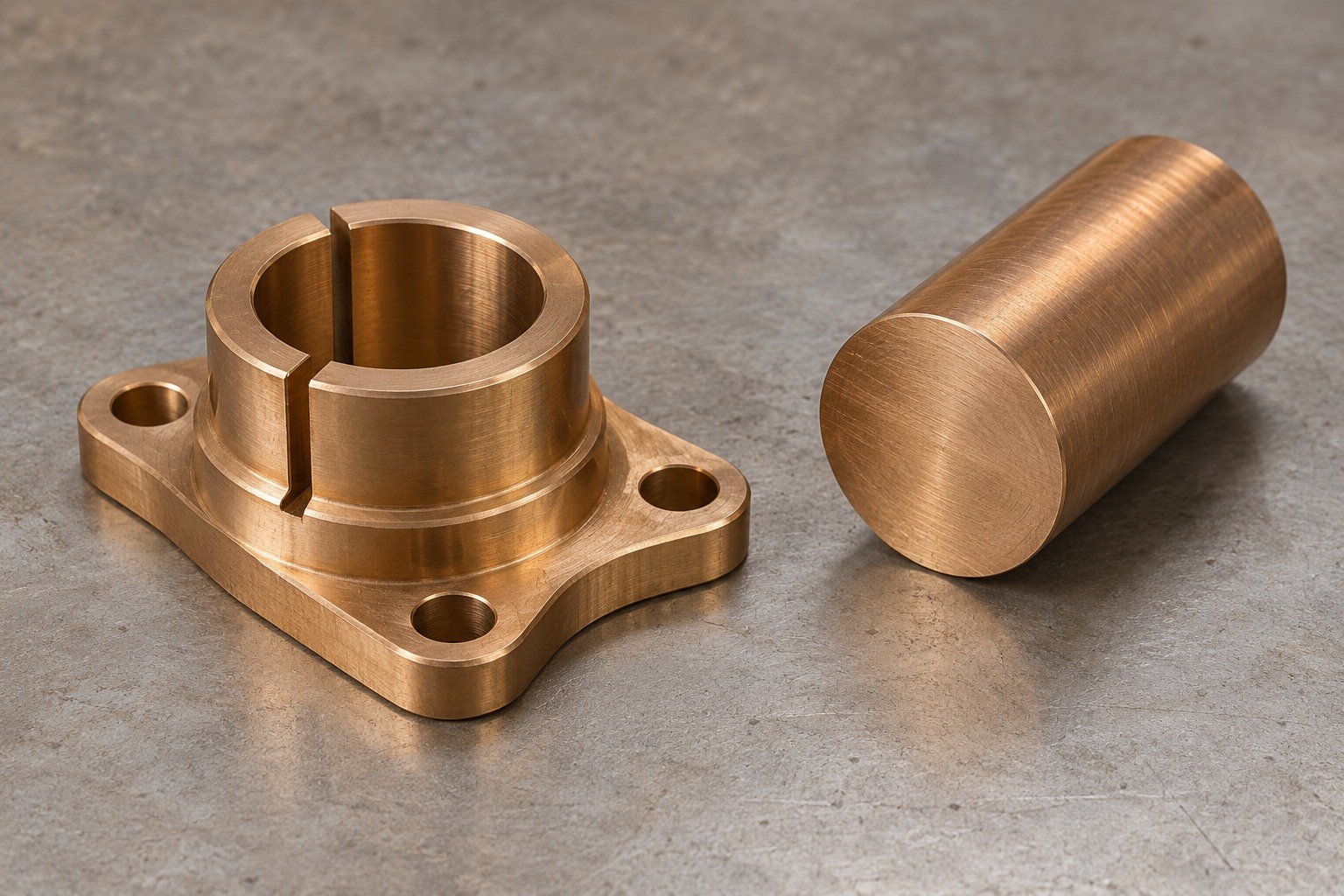 Stock-form review for bronze split collar connector — illustrative generated component concept