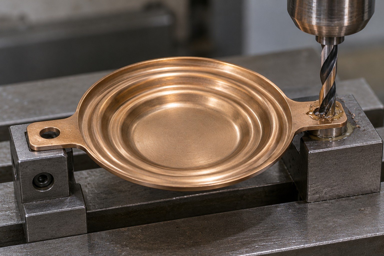 Supported mounting-feature machining of tabbed diaphragm — illustrative generated component concept