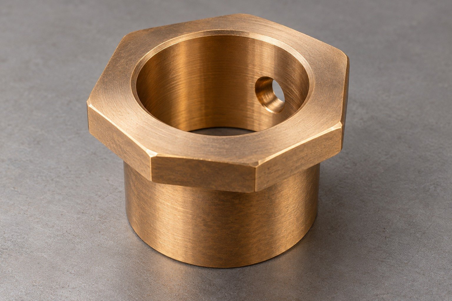 Bronze bushing oil-port and bore access — illustrative generated component concept