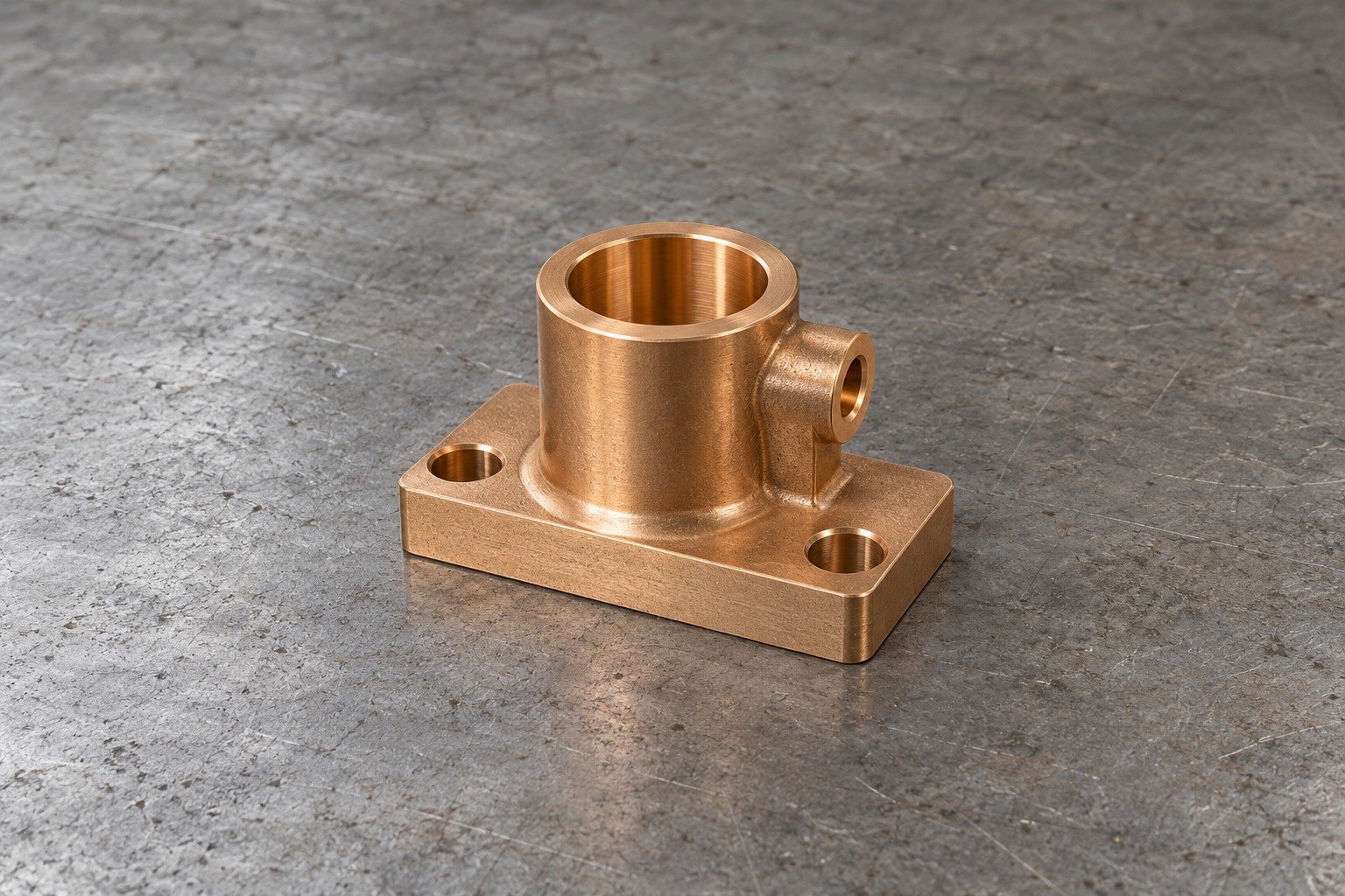 Illustrative compact bronze bushing carrier with offset oil-port boss