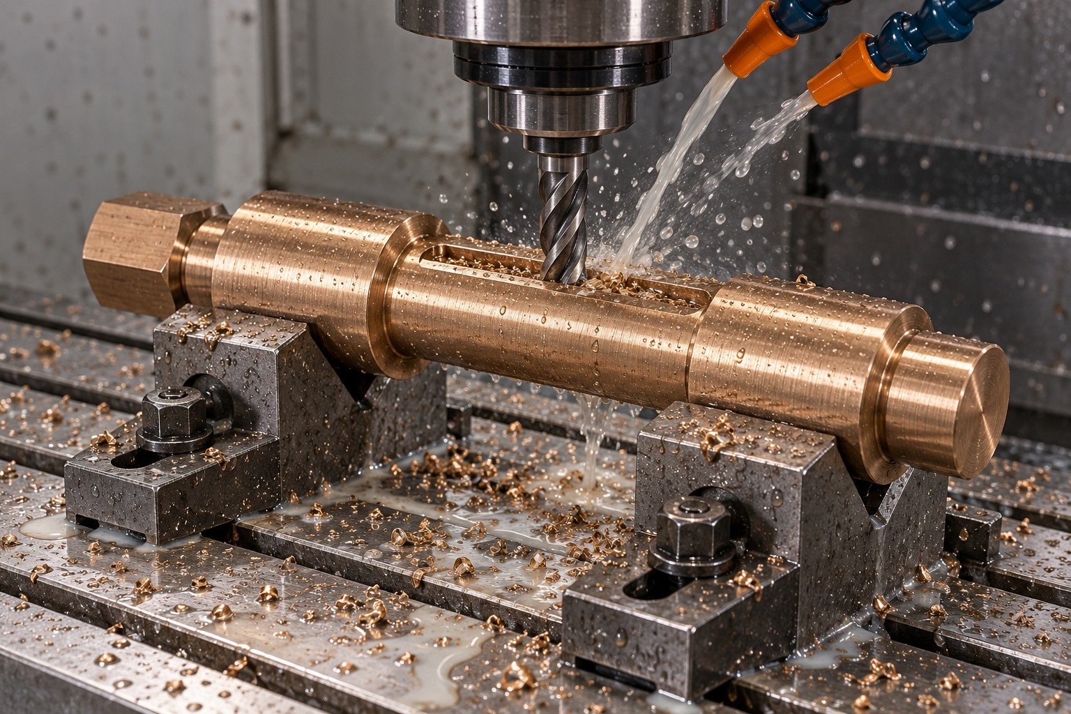 Supported milling review of bronze hex drive shaft — illustrative generated component concept