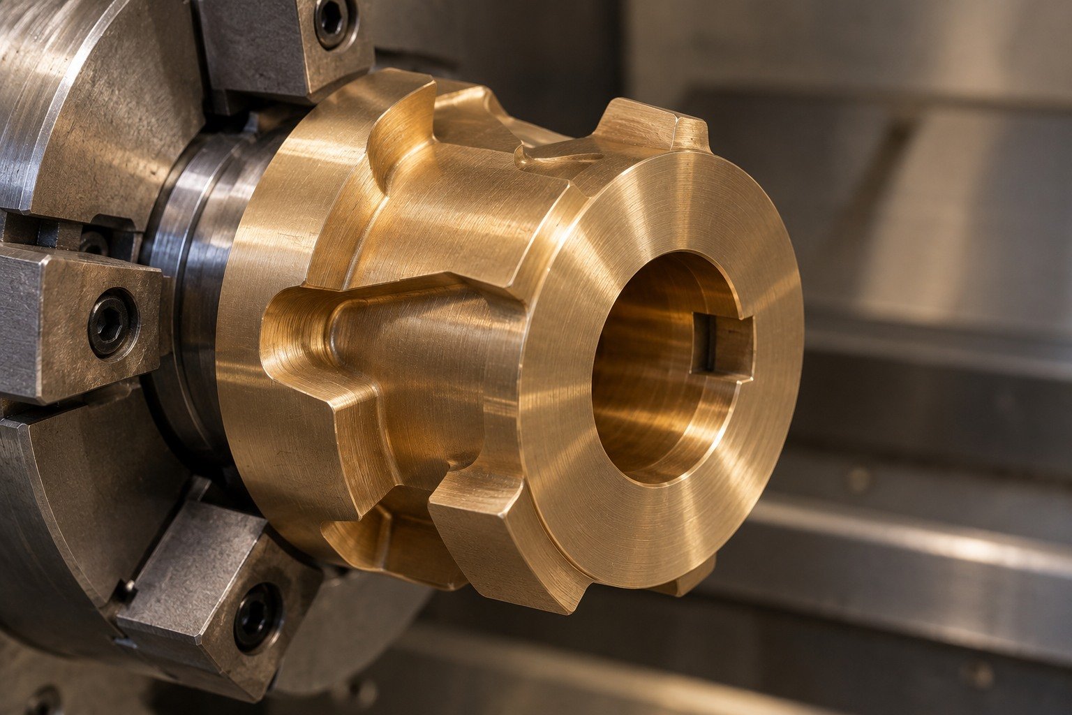 As-machined bronze keyed-hub surface concept — illustrative generated component concept