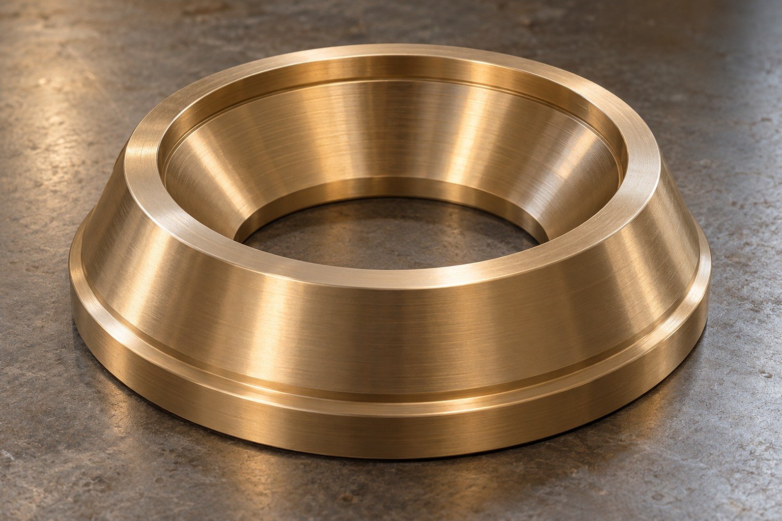 Bronze valve-seat working edge and conical land concept — illustrative generated component concept