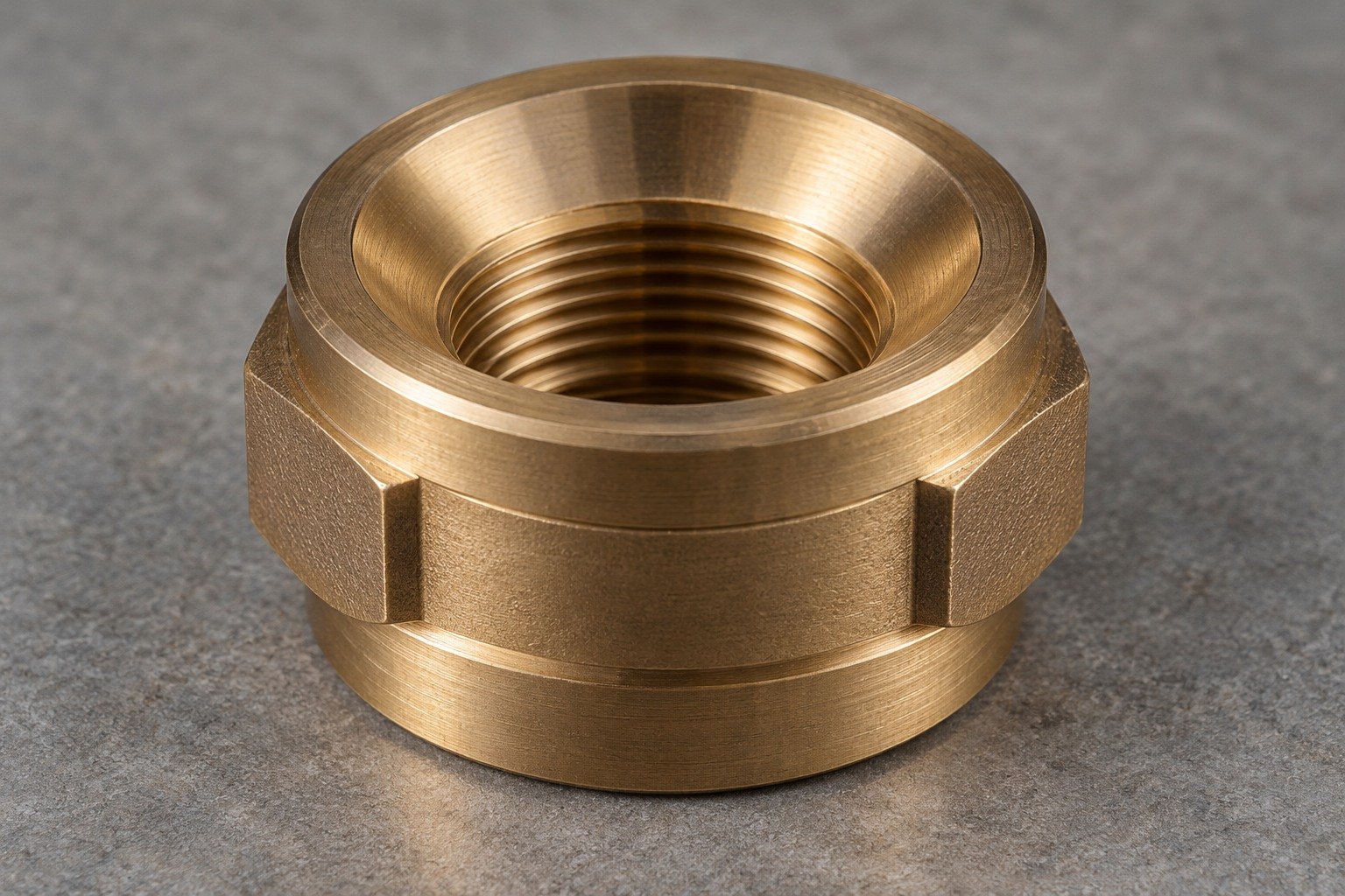 Bronze valve-seat working land and thread-access concept — illustrative generated component concept
