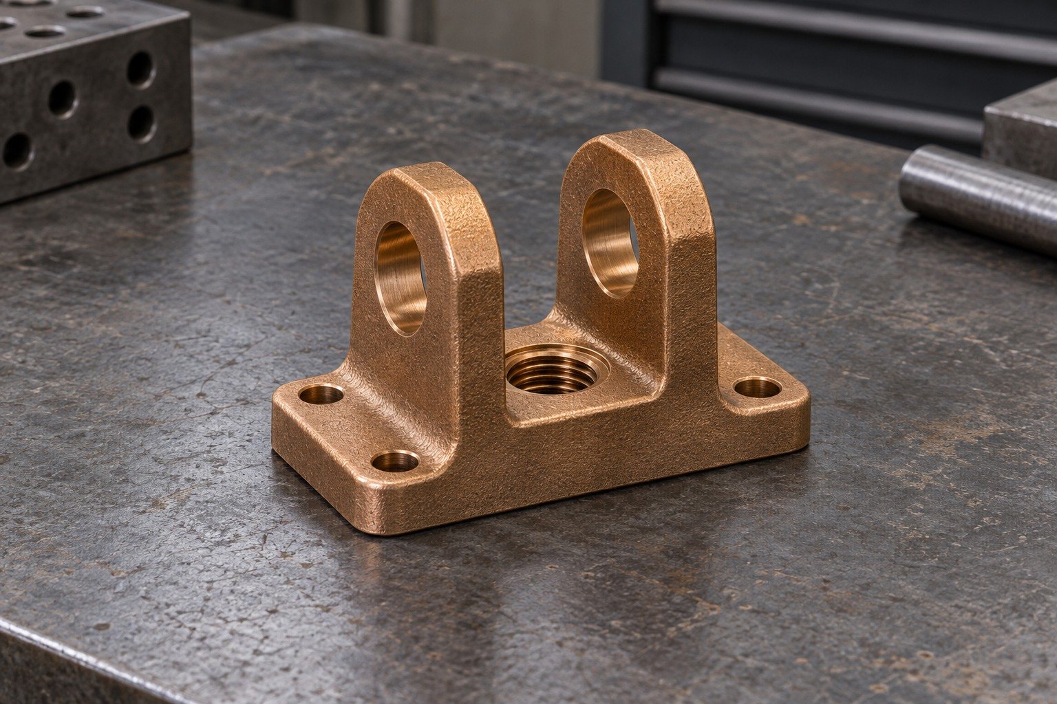 Illustrative compact silicon-bronze threaded clevis mounting concept