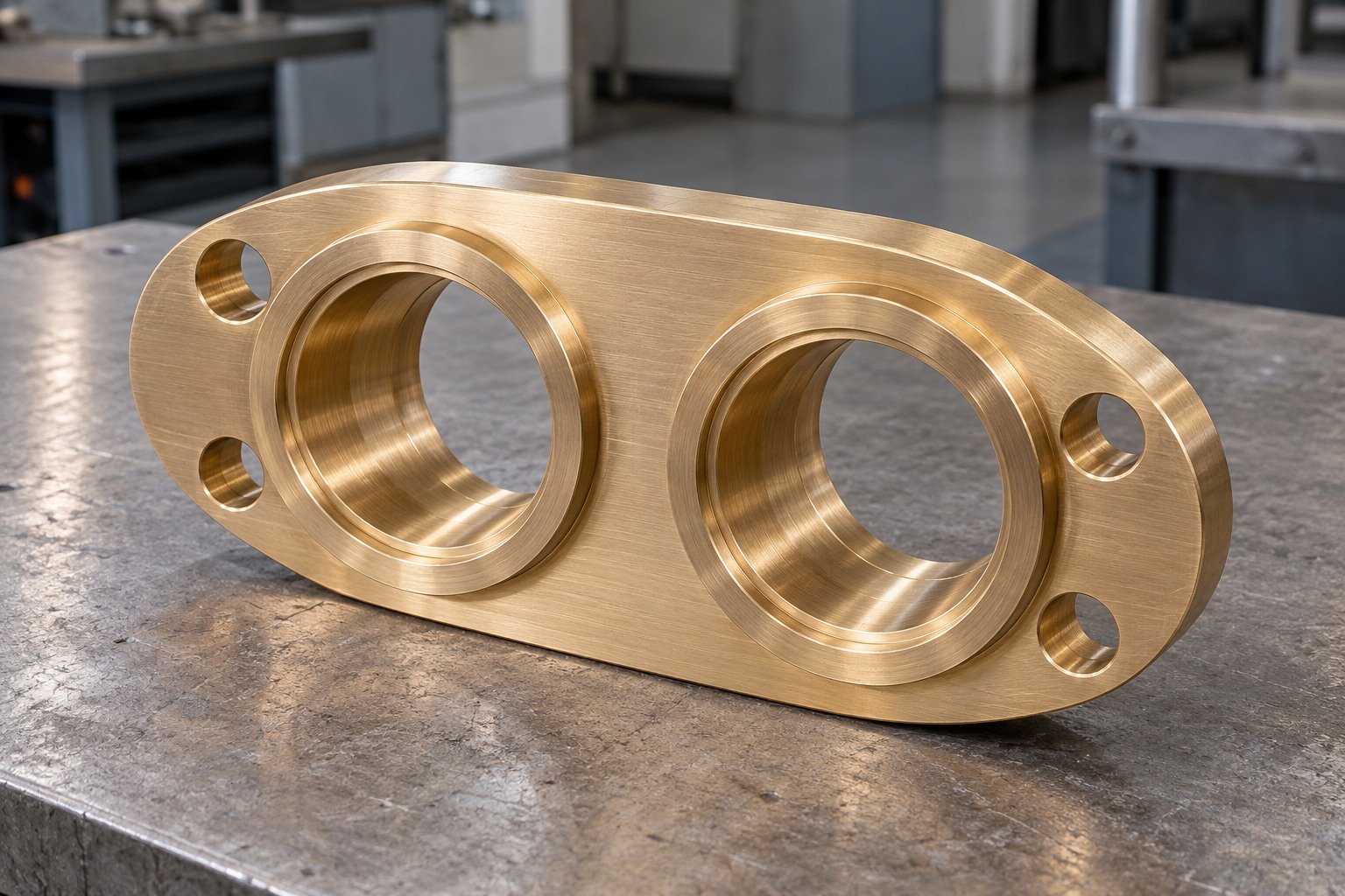 As-machined brass port-flange surfaces — illustrative generated component concept