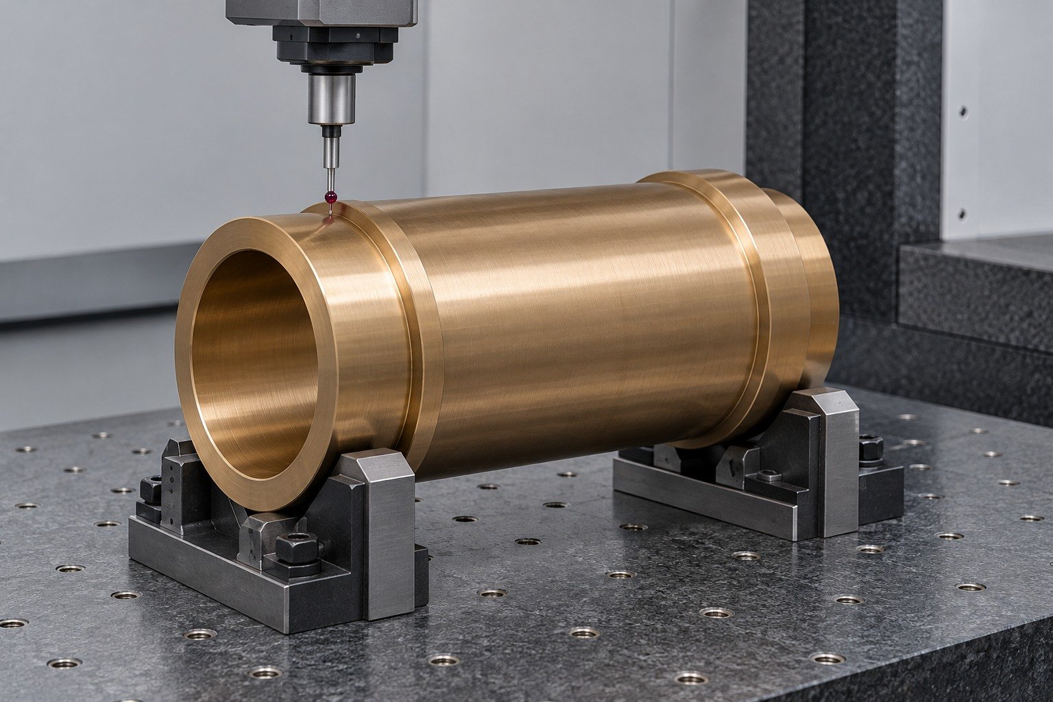 Exterior datum inspection of bronze plain bearing sleeve — illustrative generated component concept