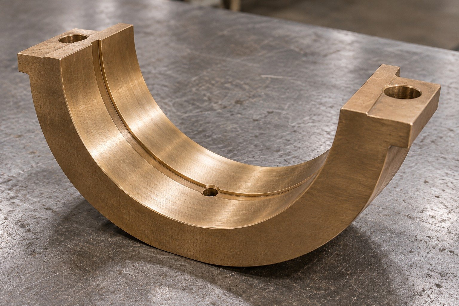 As-machined bronze bearing half-shell surface — illustrative generated component concept