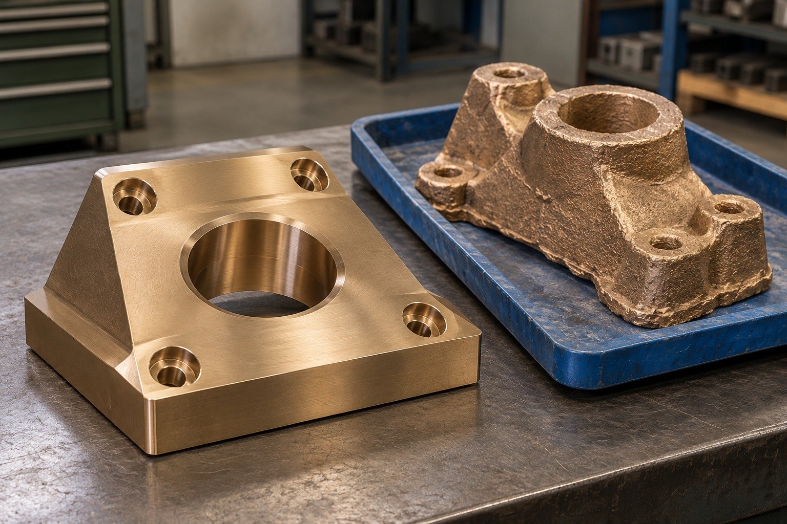 High-leaded bronze bearing plate stock-route review — illustrative generated component concept