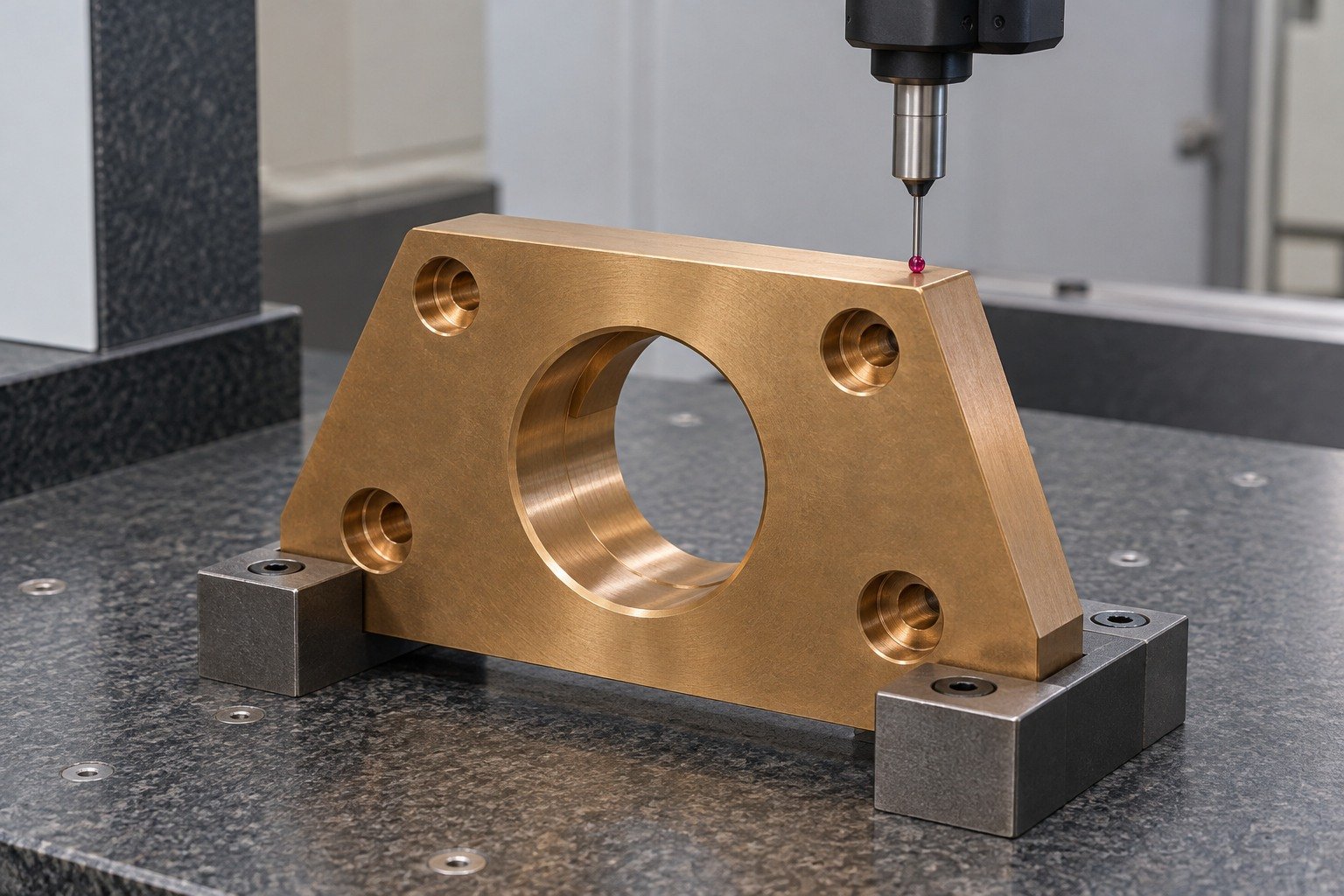 High-leaded bronze bearing plate datum inspection — illustrative generated component concept