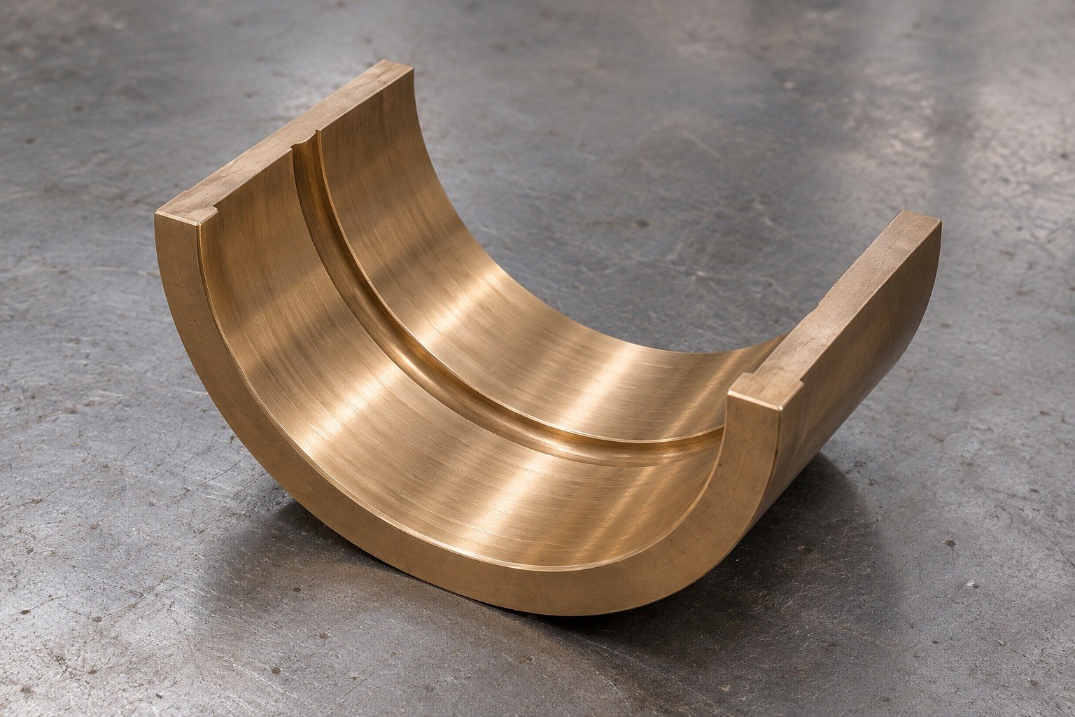 High-leaded bronze split bearing shell concept — illustrative generated component concept