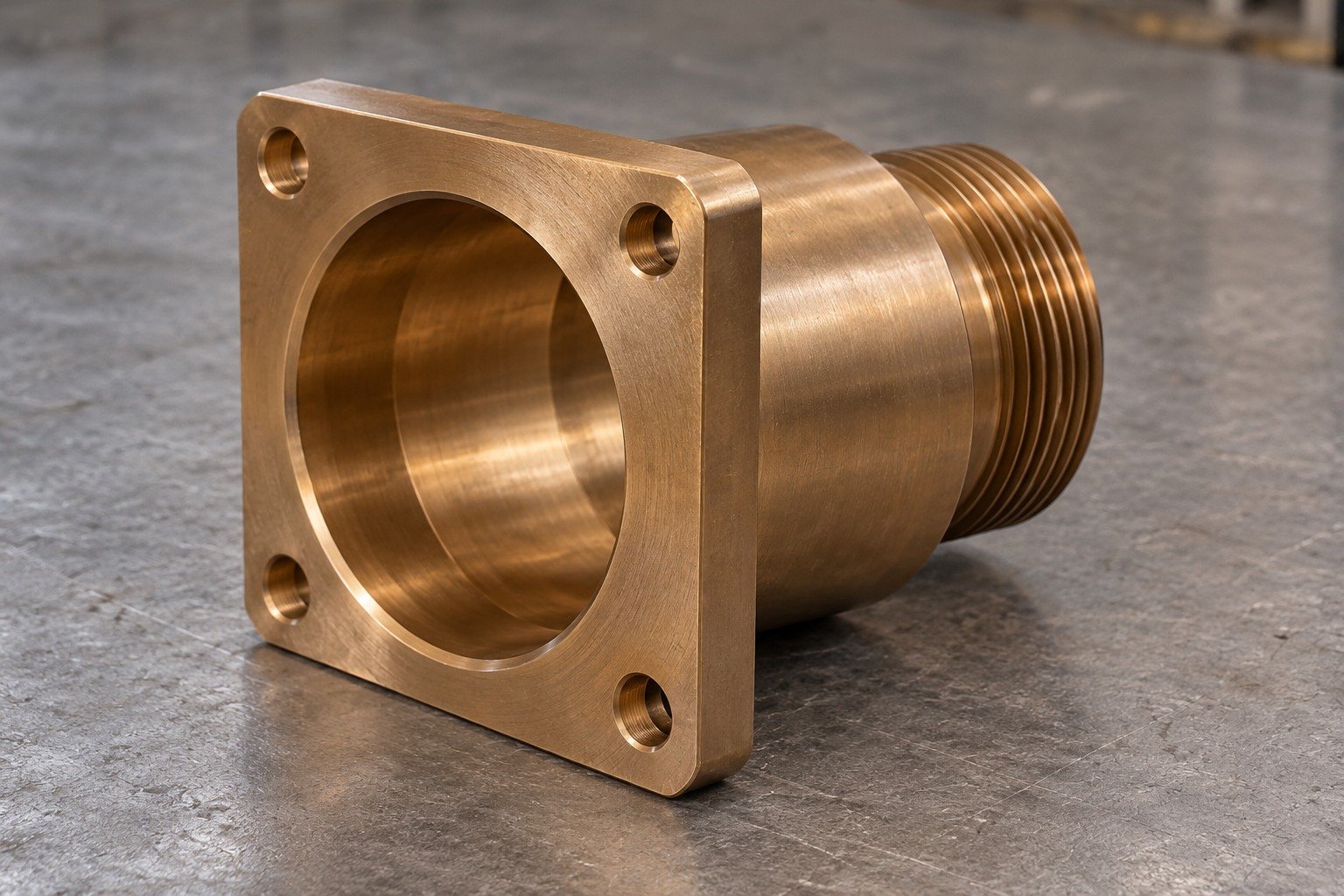 Specified exterior thread on bronze bushing concept — illustrative generated component concept
