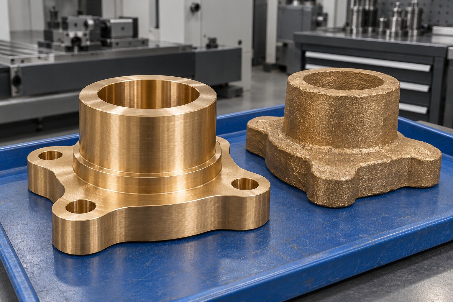 Aluminum-bronze four lug bushing stock-route review — illustrative generated component concept