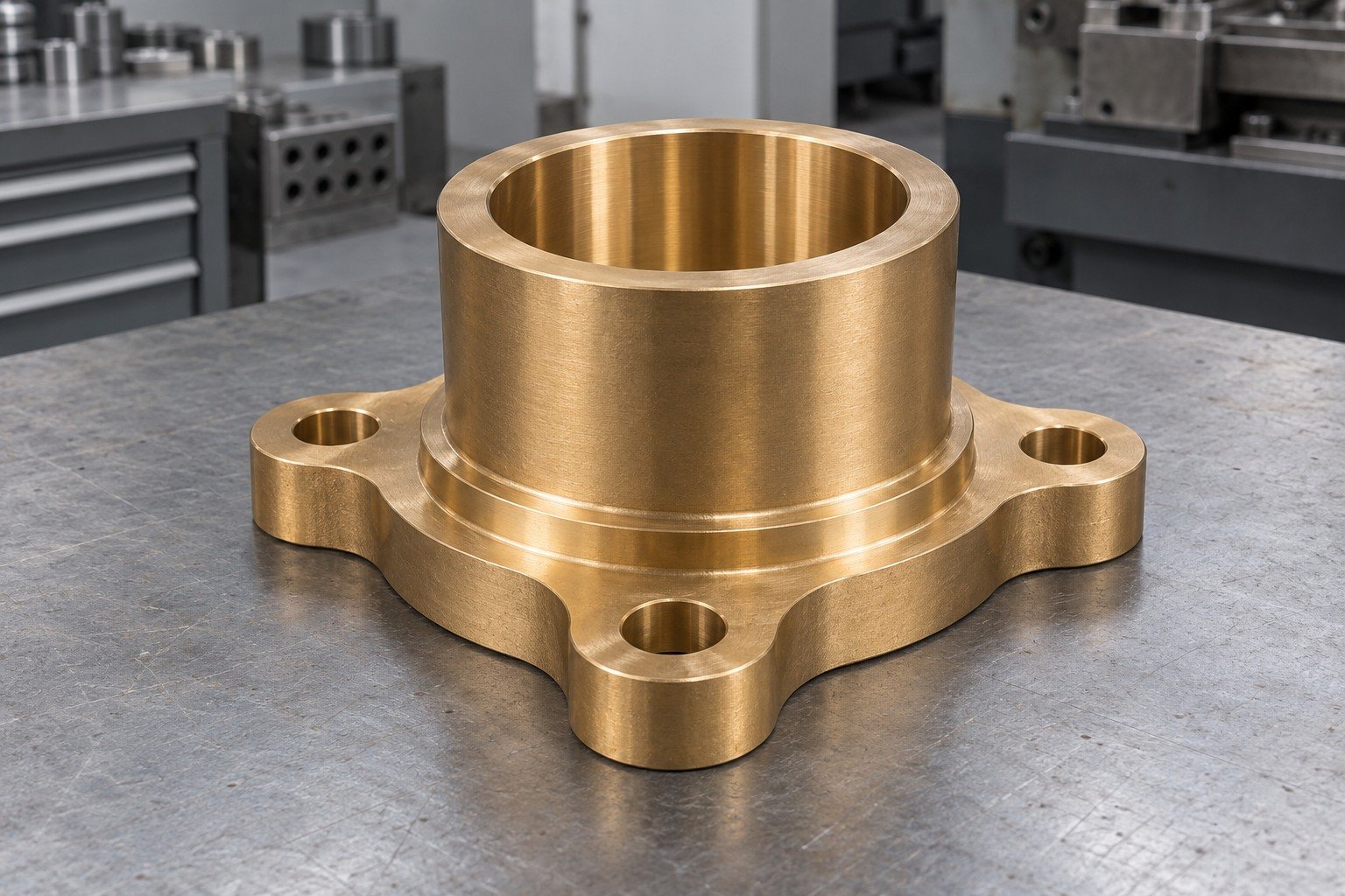 Aluminum-bronze four lug bushing concept — illustrative generated component concept