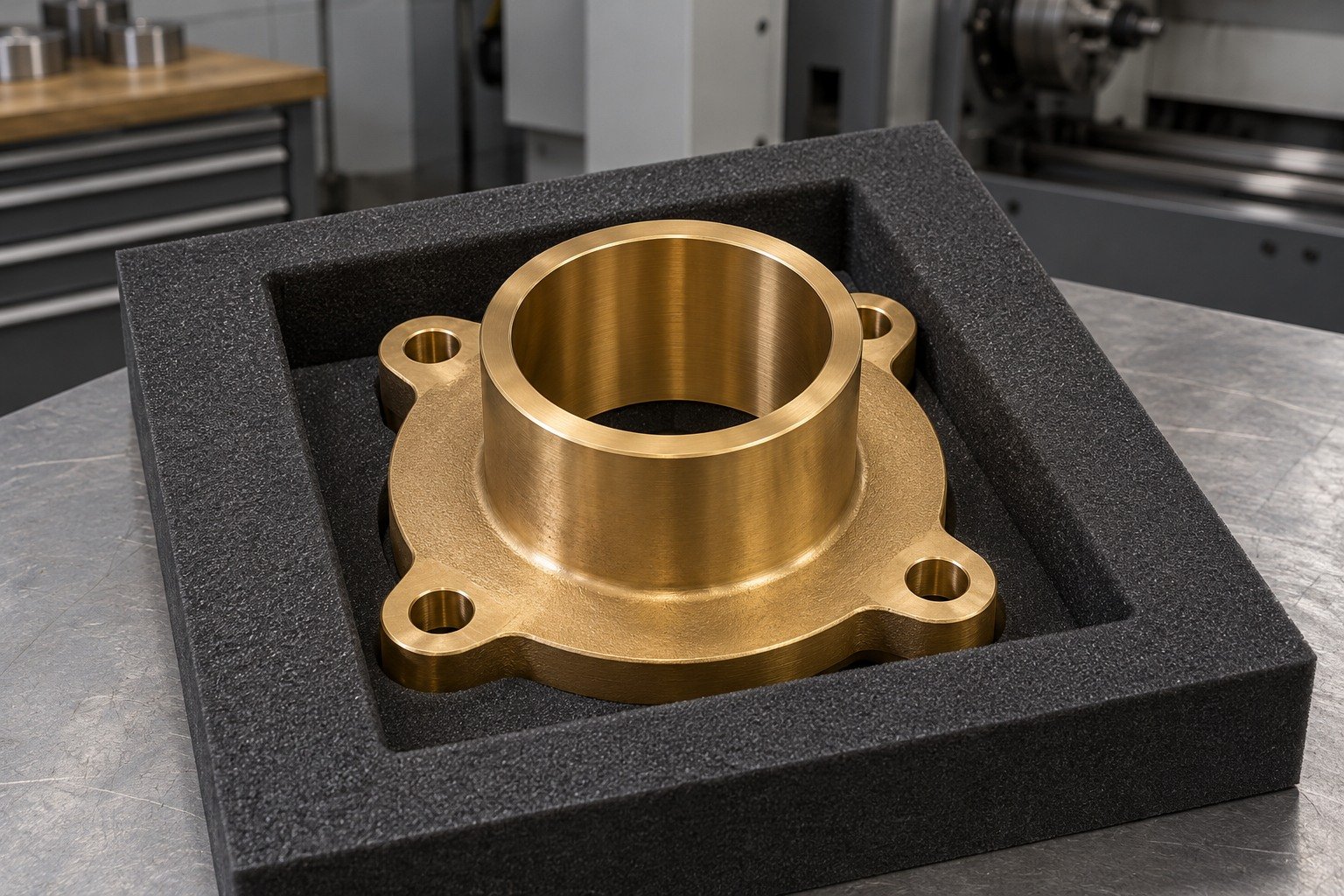 Individual protection of aluminum-bronze flanged bushing — illustrative generated component concept
