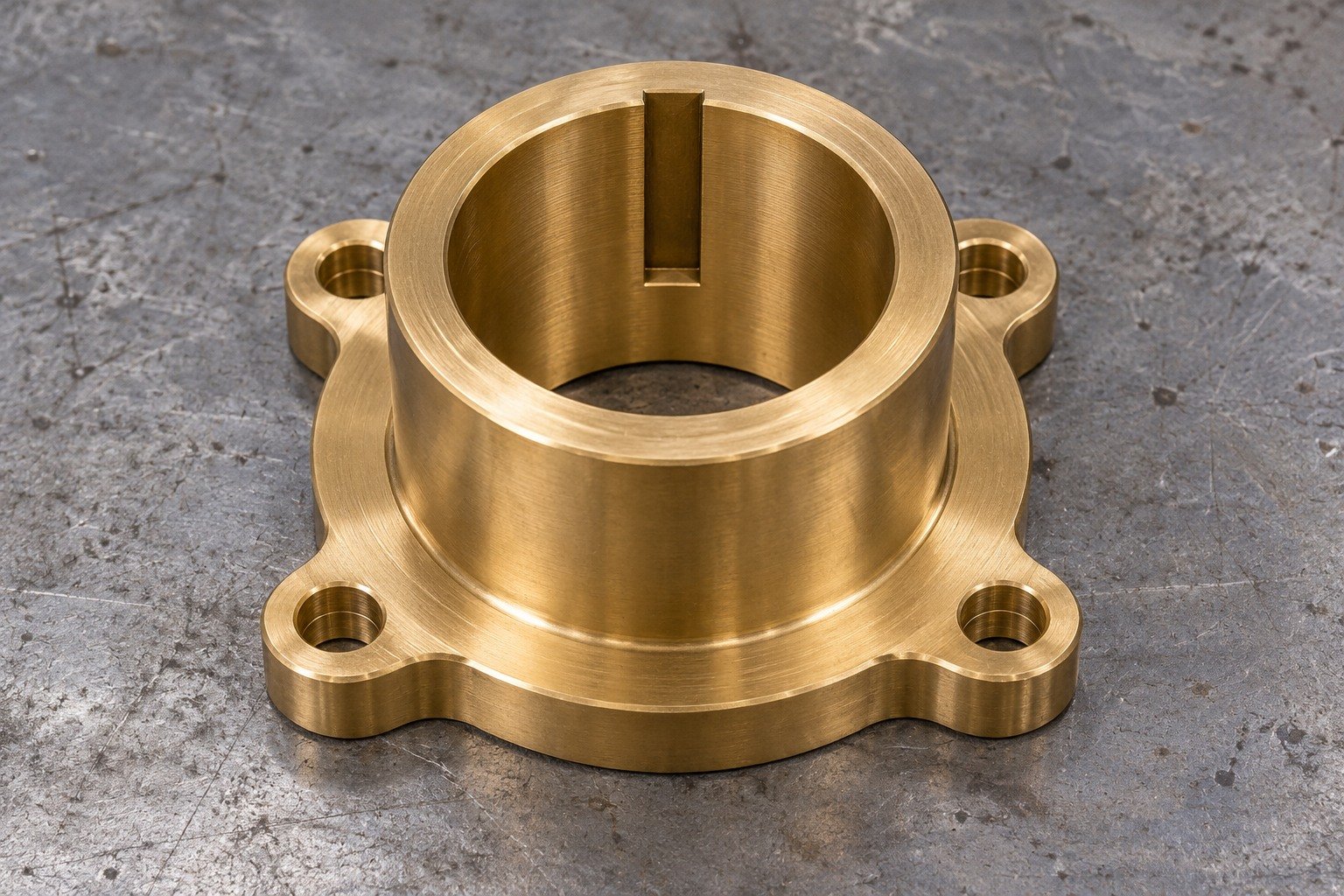 Illustrative keyed flanged aluminum-bronze bushing concept