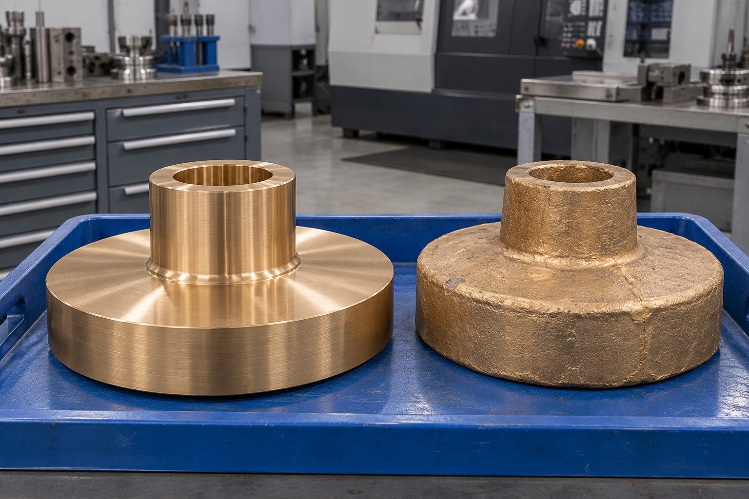 Aluminum-bronze worm gear blank stock-route review — illustrative generated component concept