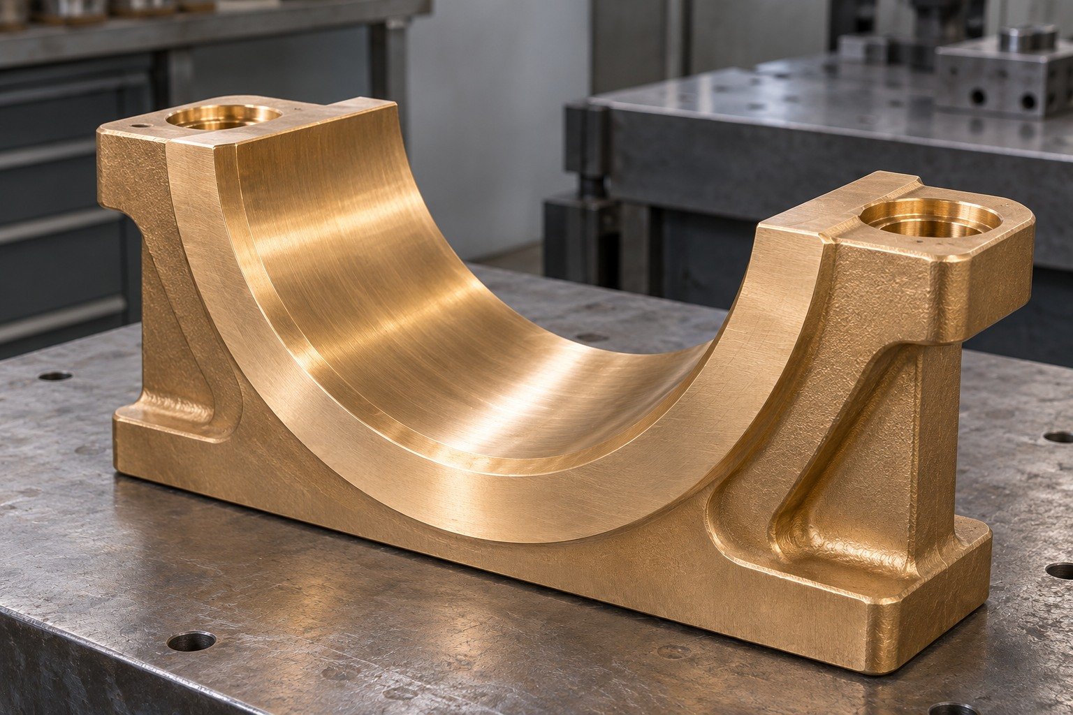 Nickel-aluminum bronze bearing-segment lug and edge concept — illustrative generated component concept