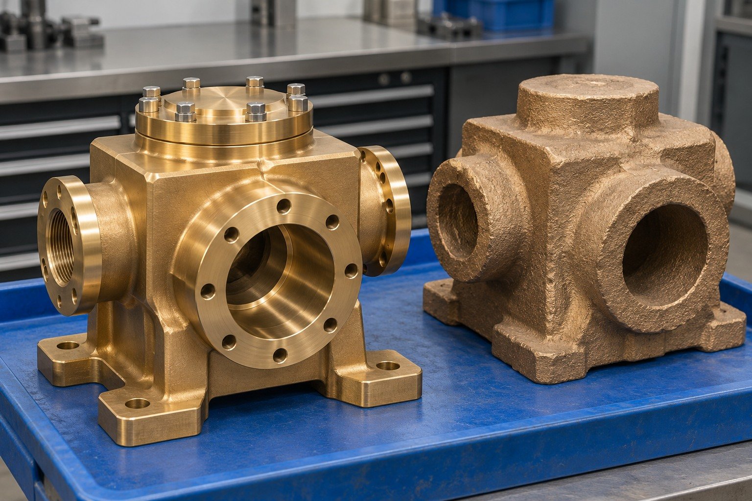 Nickel-aluminum bronze pump fluid end block stock-route review — illustrative generated component concept