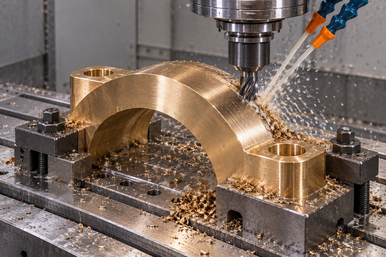 Nickel-aluminum bronze quarter bearing segment supported machining — illustrative generated component concept