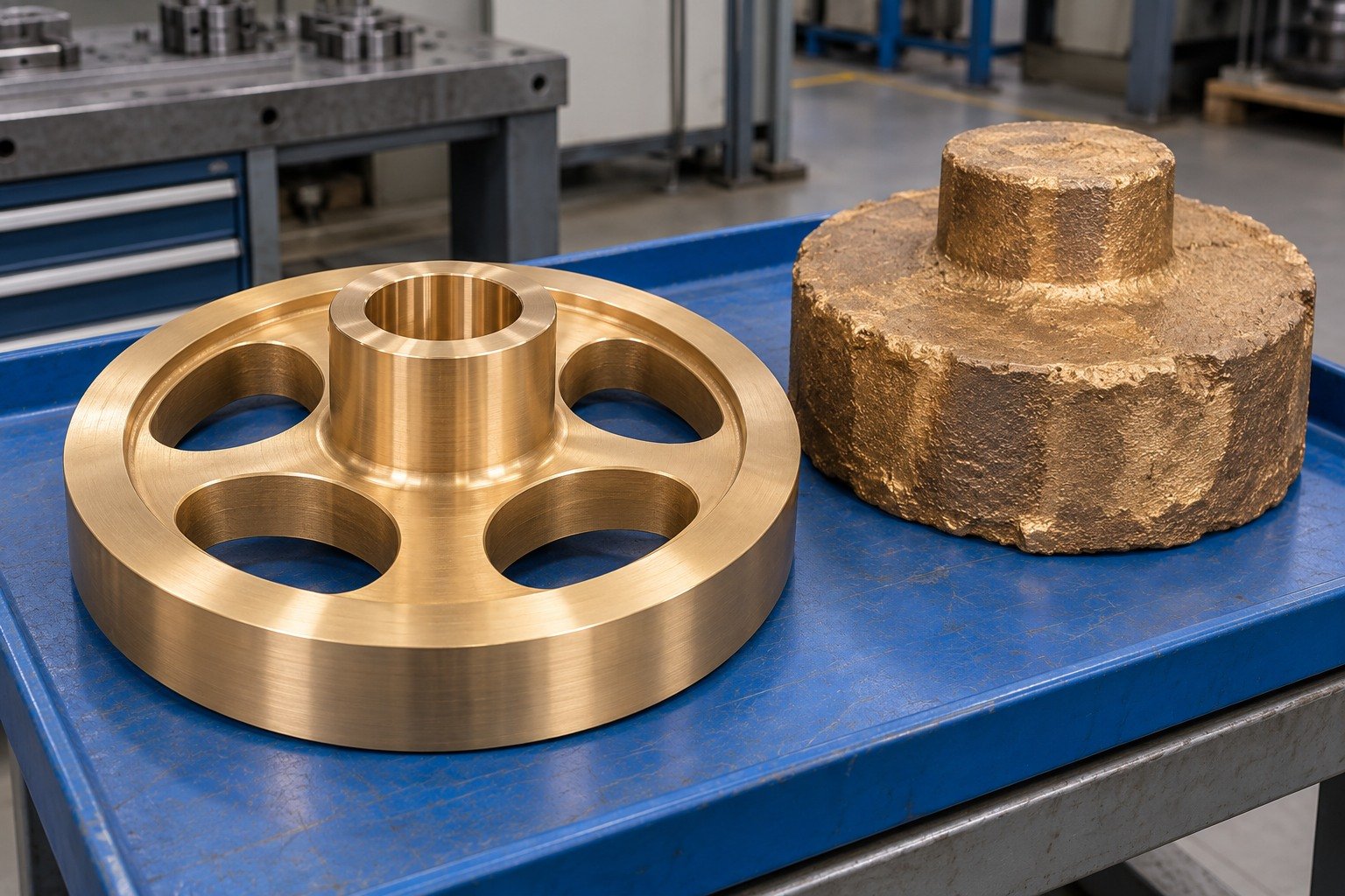 Nickel-aluminum bronze webbed gear blank stock-route review — illustrative generated component concept