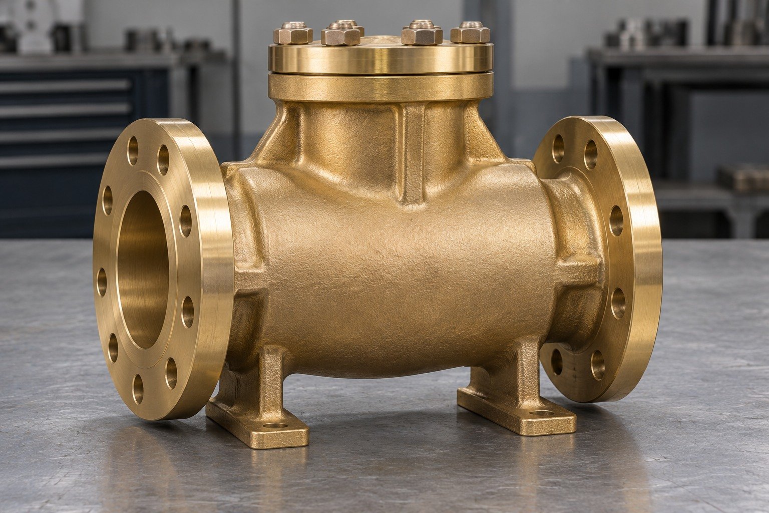 Illustrative compact flanged nickel-aluminum bronze valve-body concept