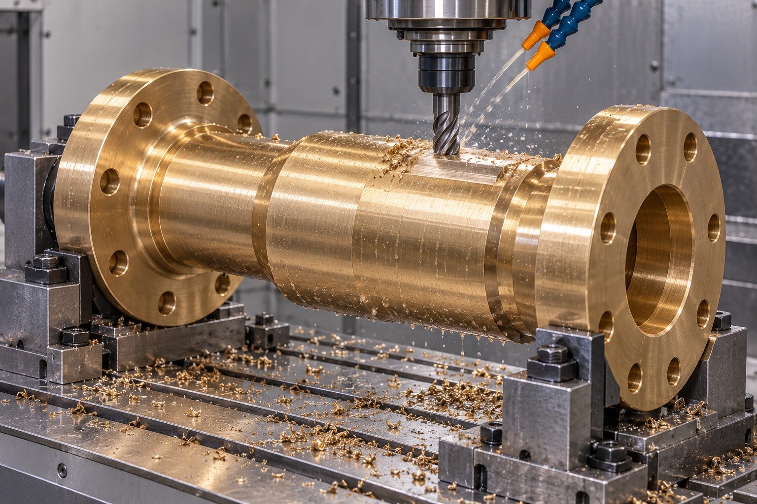 Nickel-aluminum bronze marine propeller hub supported machining — illustrative generated component concept