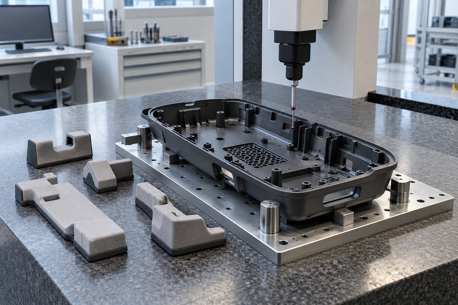 Polymer electronics shell with separated soft fixture pads