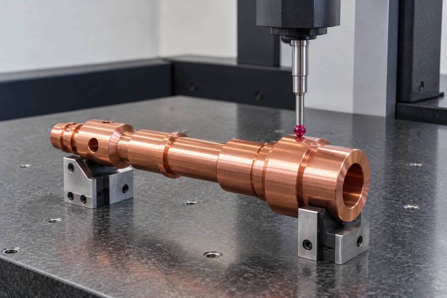 Copper terminal dimensional inspection concept — illustrative generated component concept
