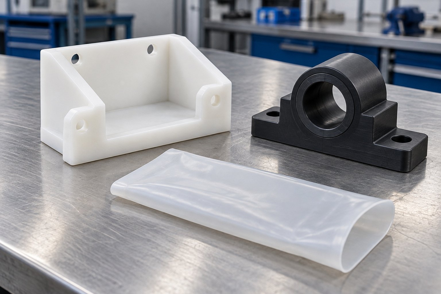 Custom HDPE supports and LDPE flexible component concepts — illustrative generated concept