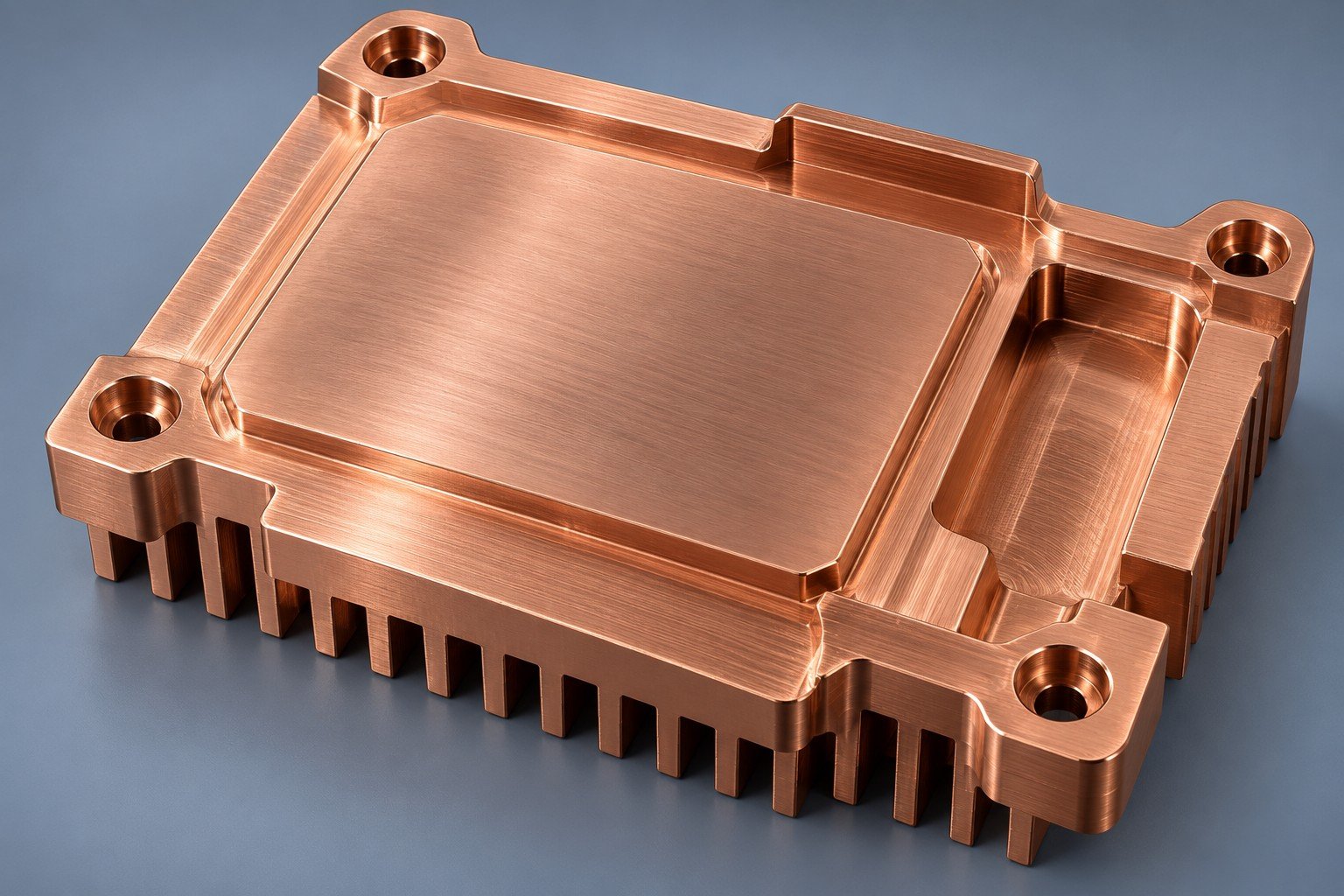 Illustrative machined contact face and mounting geometry of custom heat sinks concept