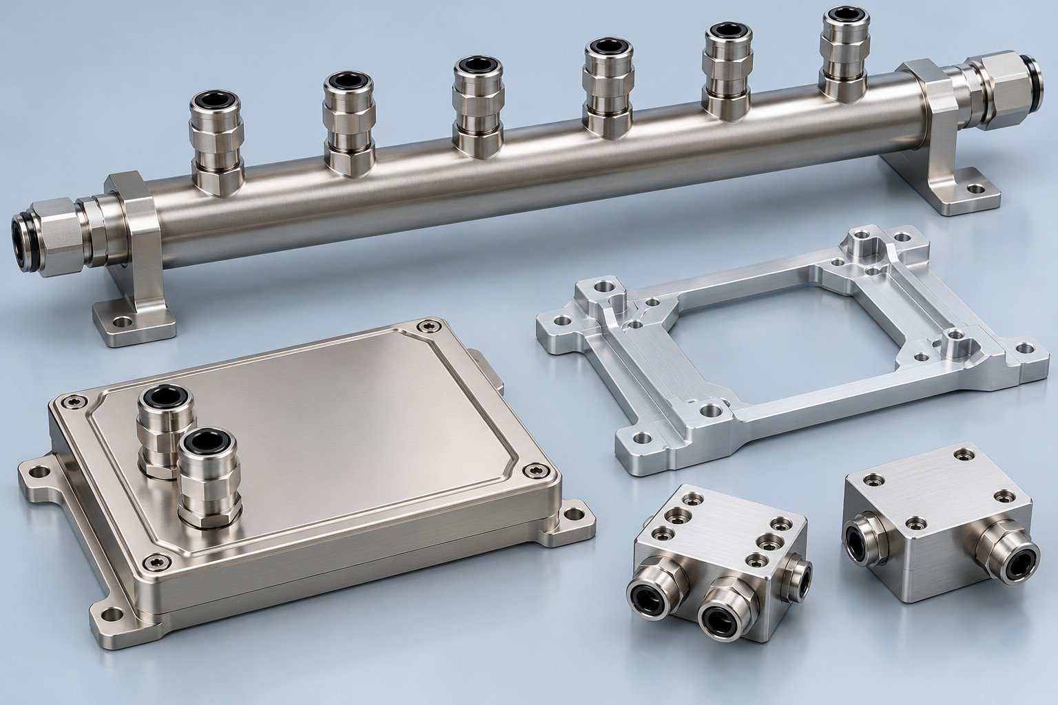 Illustrative data center cooling components assembly concept, not a customer part