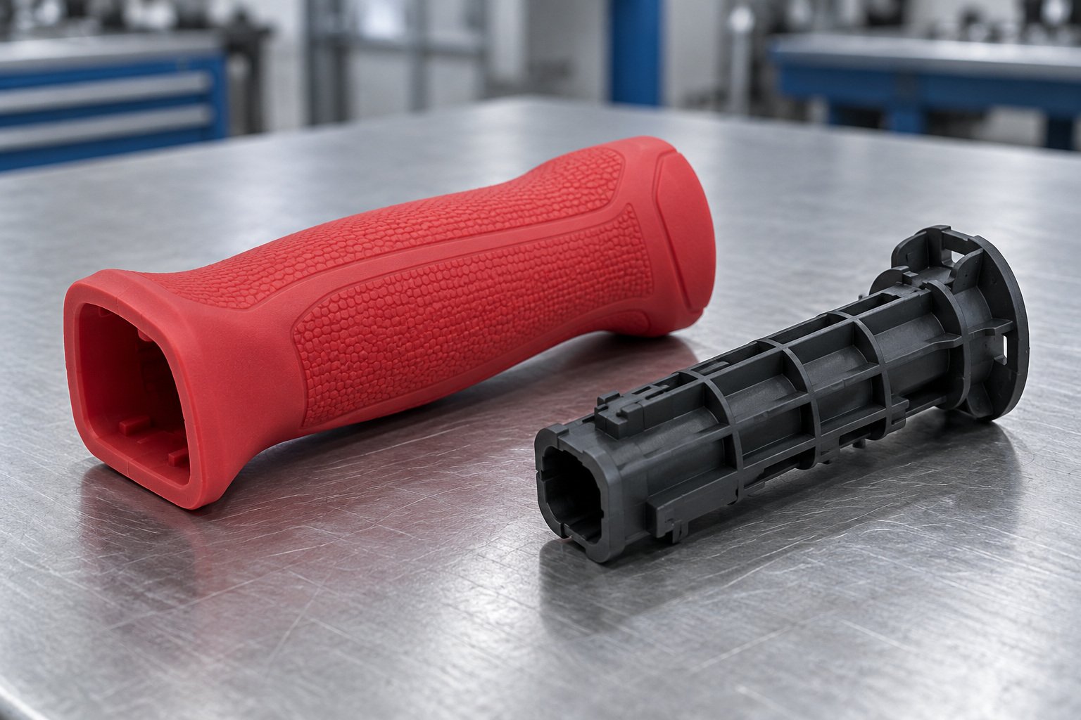 Bonding & overmolding component review — illustrative generated concept