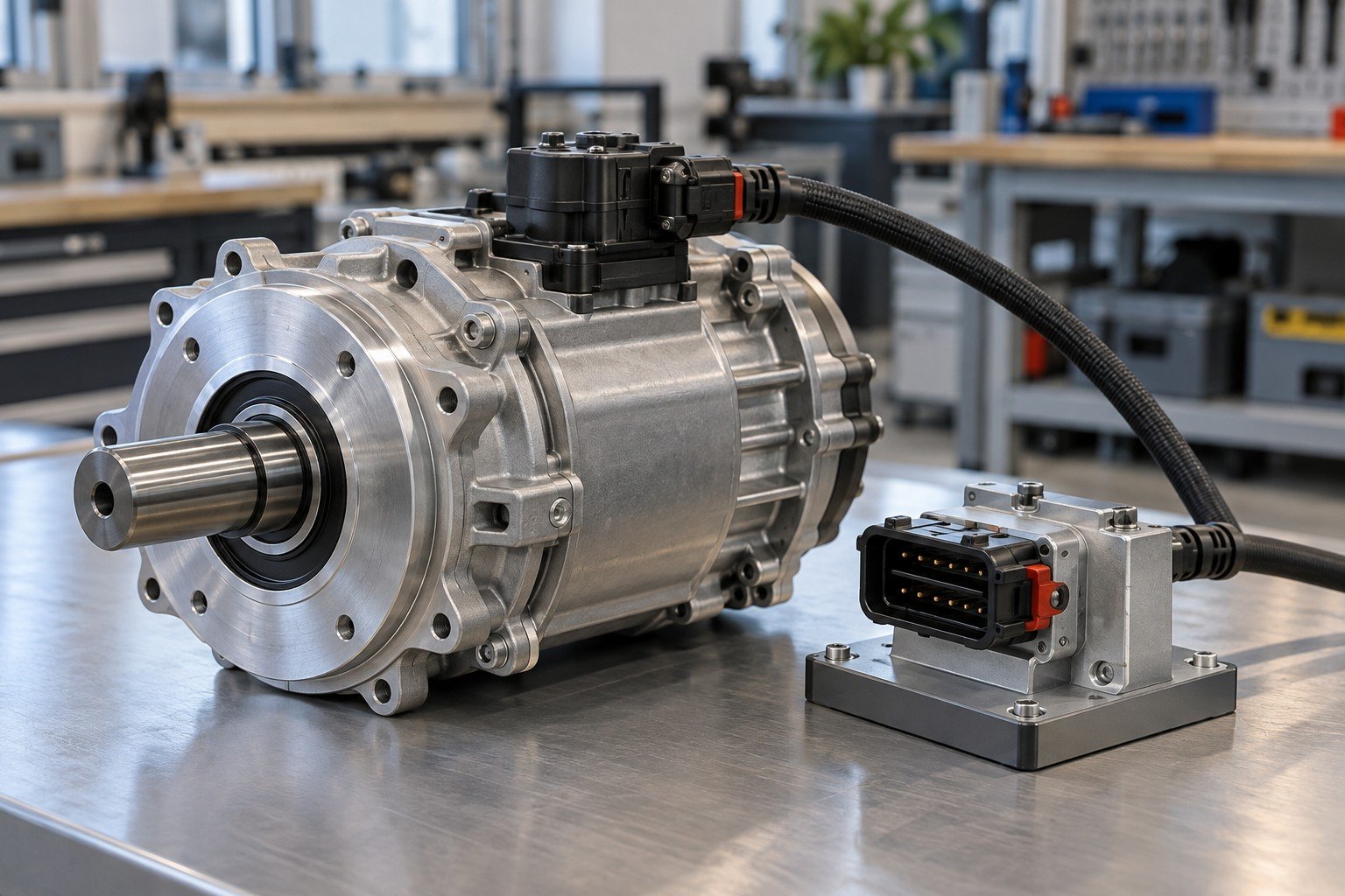 Unpowered motor sensor assembly with matching isolated keyed test connector fixture, no fake readings