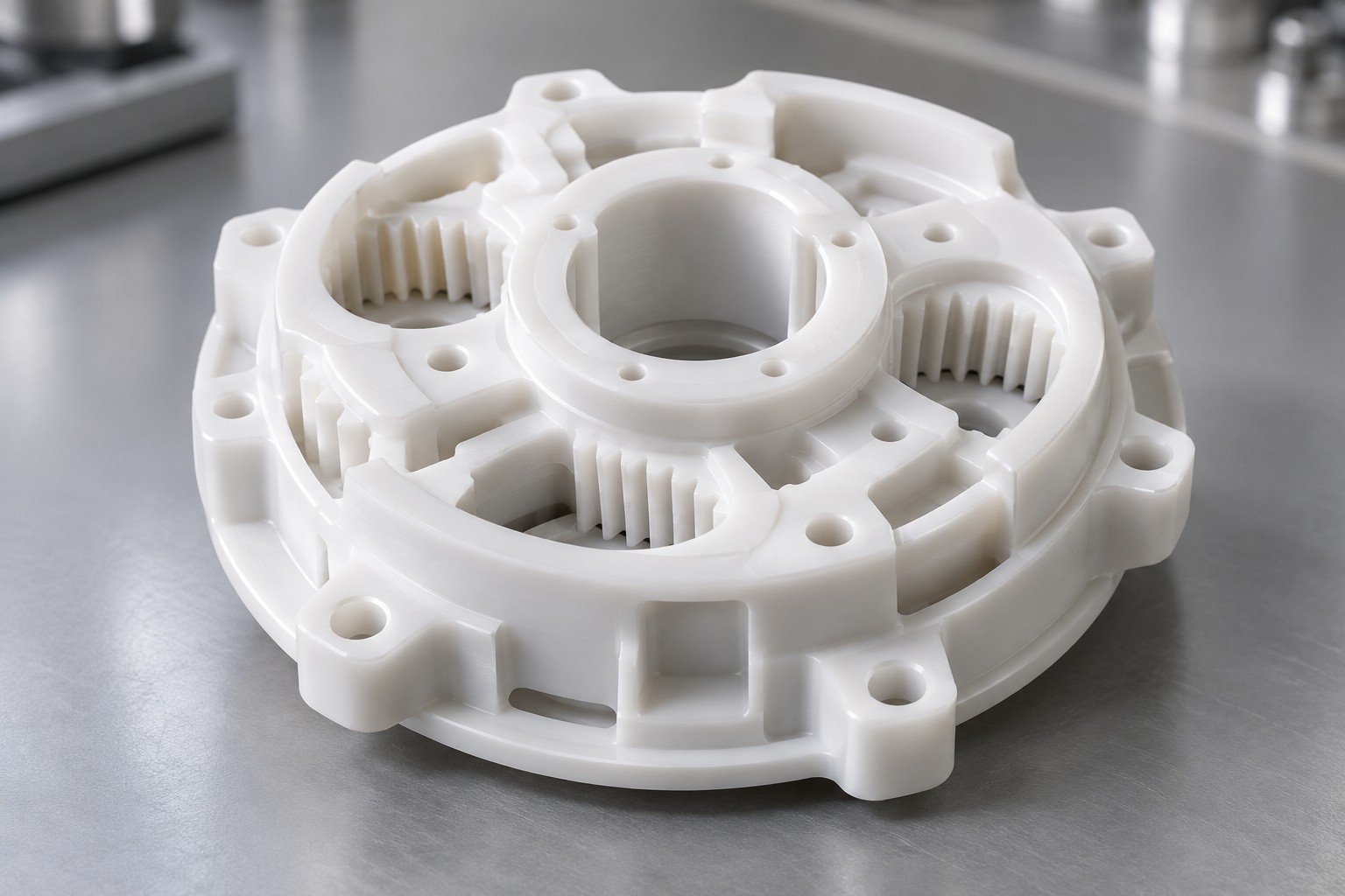 CNC Machining polymer component — illustrative generated concept