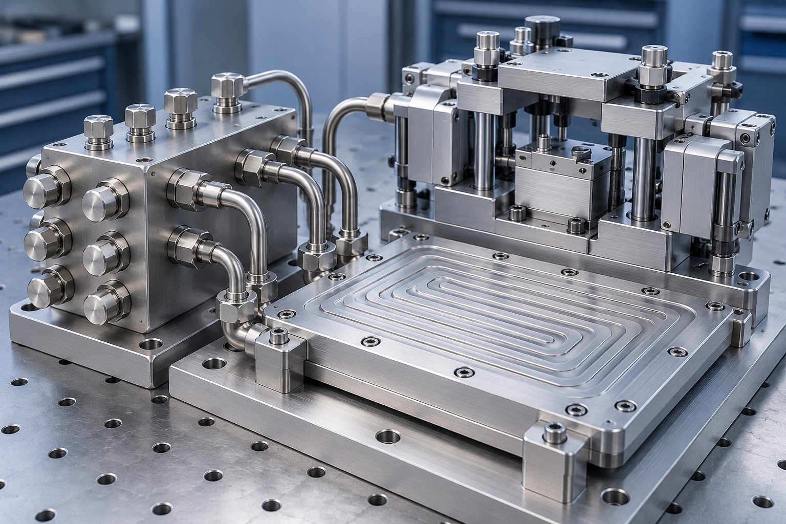 Illustrative fluid integrity review for EV and ESS cooling components; not documentary customer photography