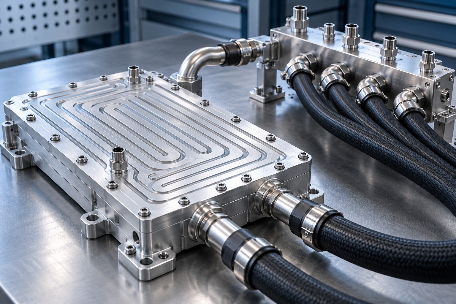 Illustrative operating cases review for EV and ESS cooling components; not documentary customer photography